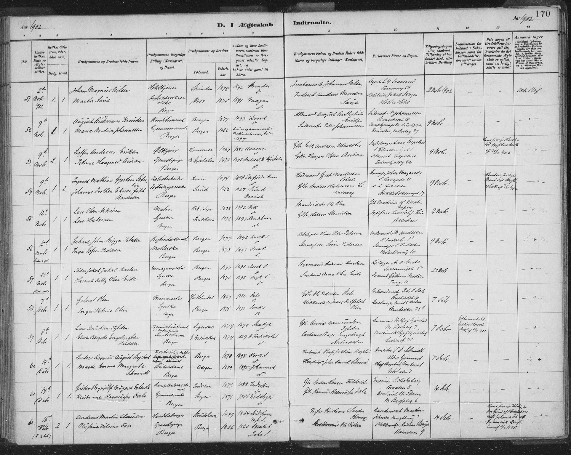 Domkirken sokneprestembete, AV/SAB-A-74801/H/Hab/L0032: Parish register (copy) no. D 4, 1880-1907, p. 170