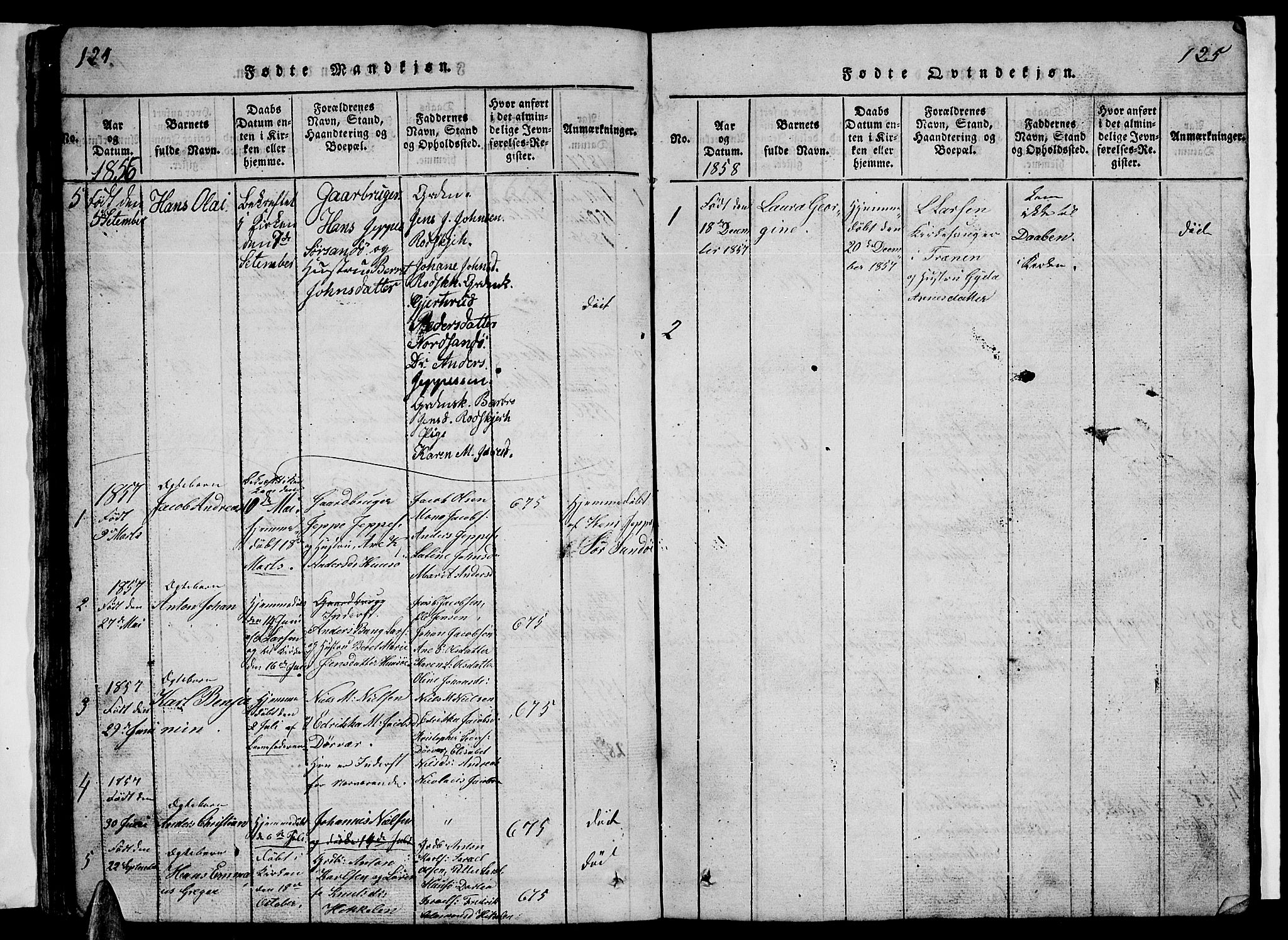 Ministerialprotokoller, klokkerbøker og fødselsregistre - Nordland, SAT/A-1459/840/L0581: Parish register (copy) no. 840C01, 1820-1873, p. 124-125