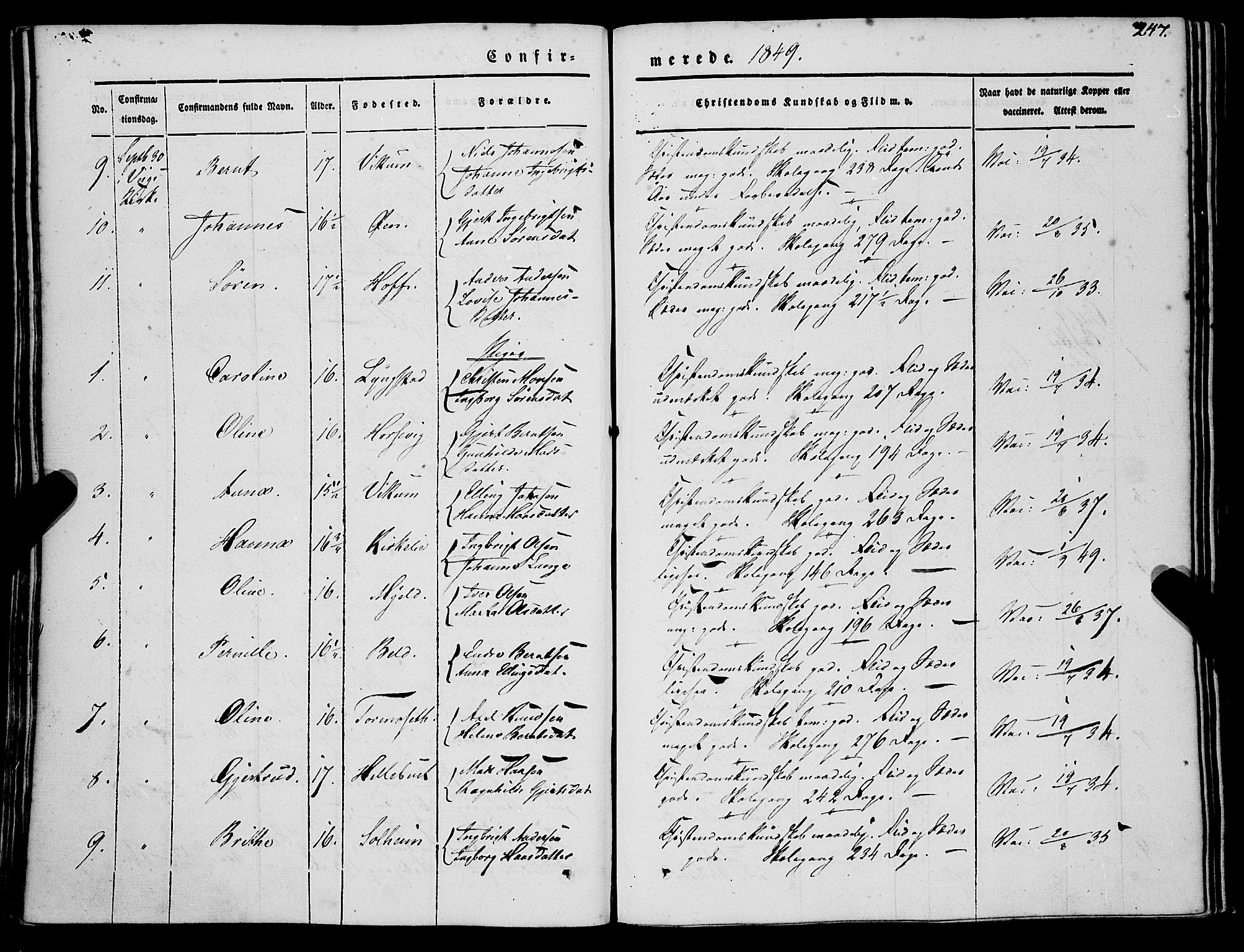 Gaular sokneprestembete, SAB/A-80001/H/Haa: Parish register (official) no. A 4I, 1840-1859, p. 247