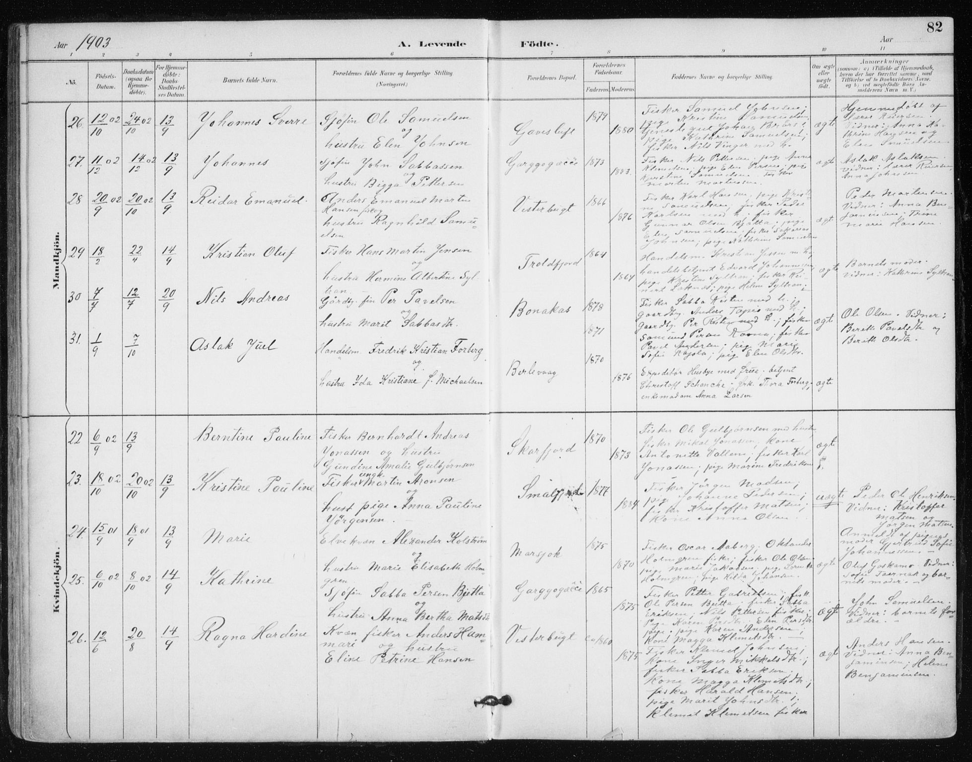 Tana sokneprestkontor, SATØ/S-1334/H/Ha/L0005kirke: Parish register (official) no. 5, 1891-1903, p. 82