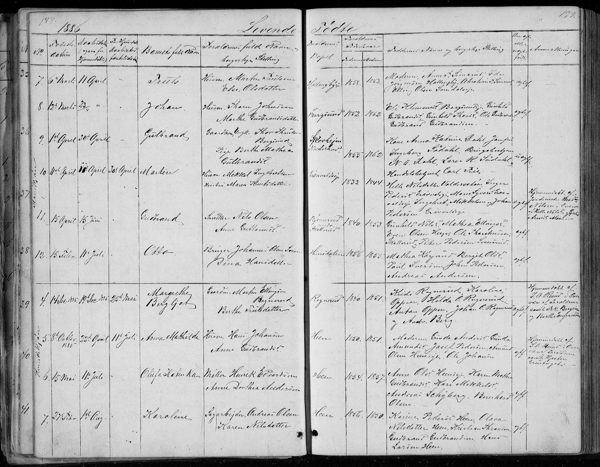 Ådal kirkebøker, AV/SAKO-A-248/G/Gc/L0001: Parish register (copy) no. III 1, 1862-1898, p. 178-179