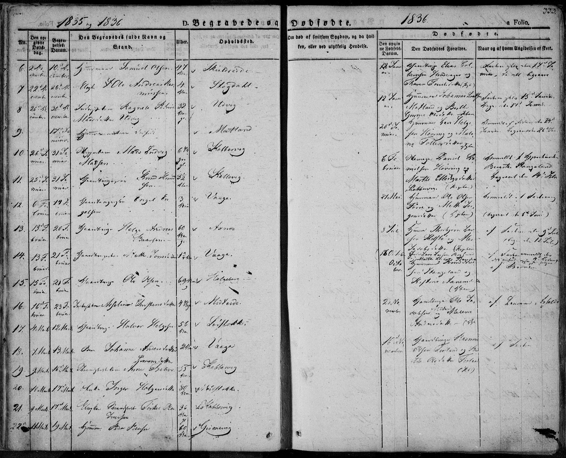 Avaldsnes sokneprestkontor, AV/SAST-A -101851/H/Ha/Haa/L0005: Parish register (official) no. A 5.2, 1825-1841, p. 333