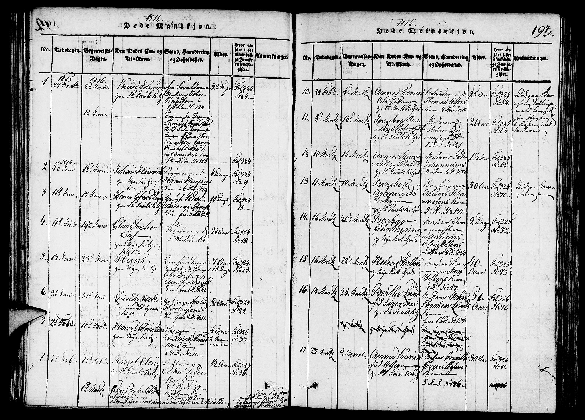 Nykirken Sokneprestembete, AV/SAB-A-77101/H/Hab/L0003: Parish register (copy) no. A 4, 1816-1821, p. 193