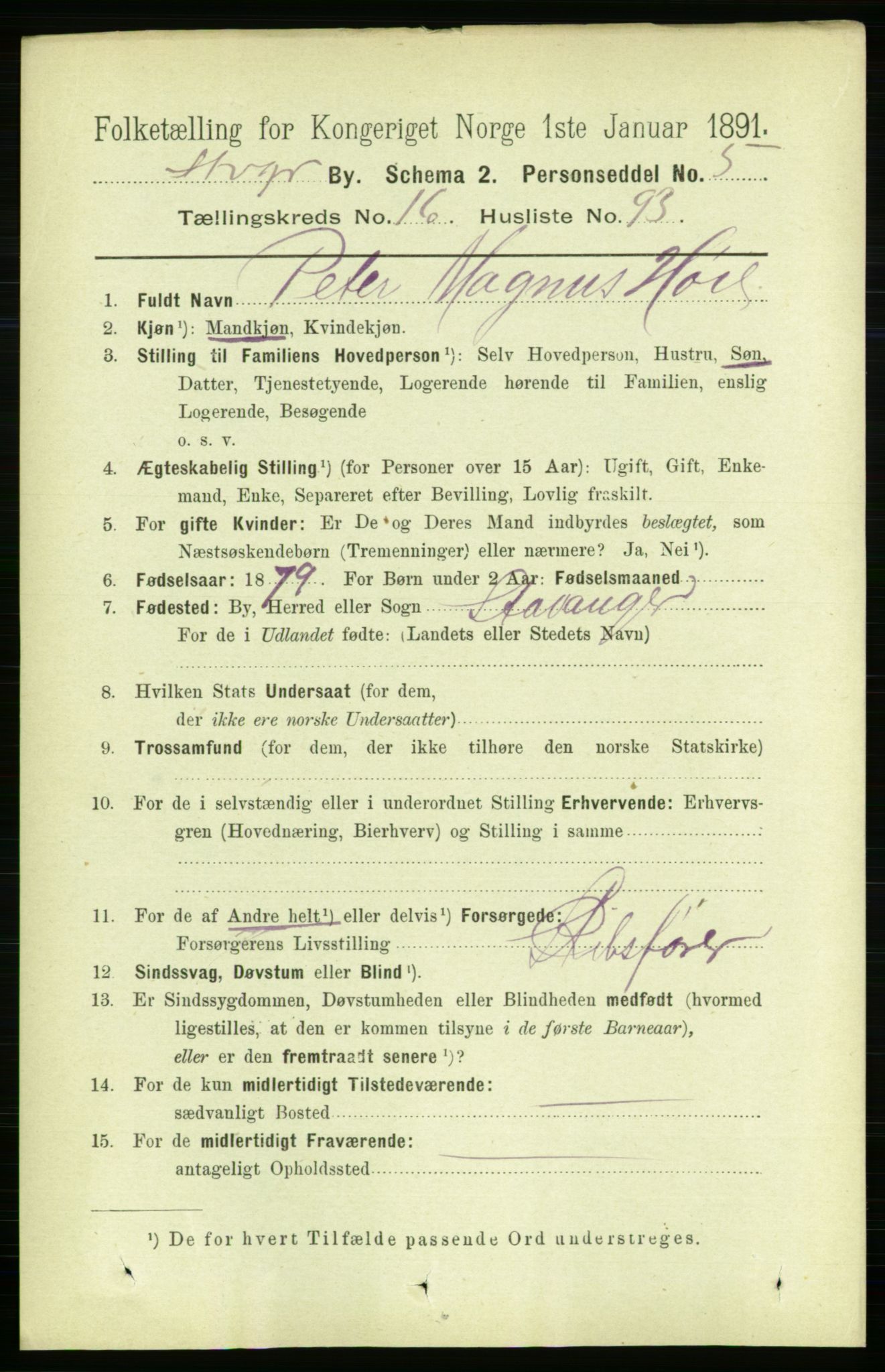 RA, 1891 census for 1103 Stavanger, 1891, p. 19788