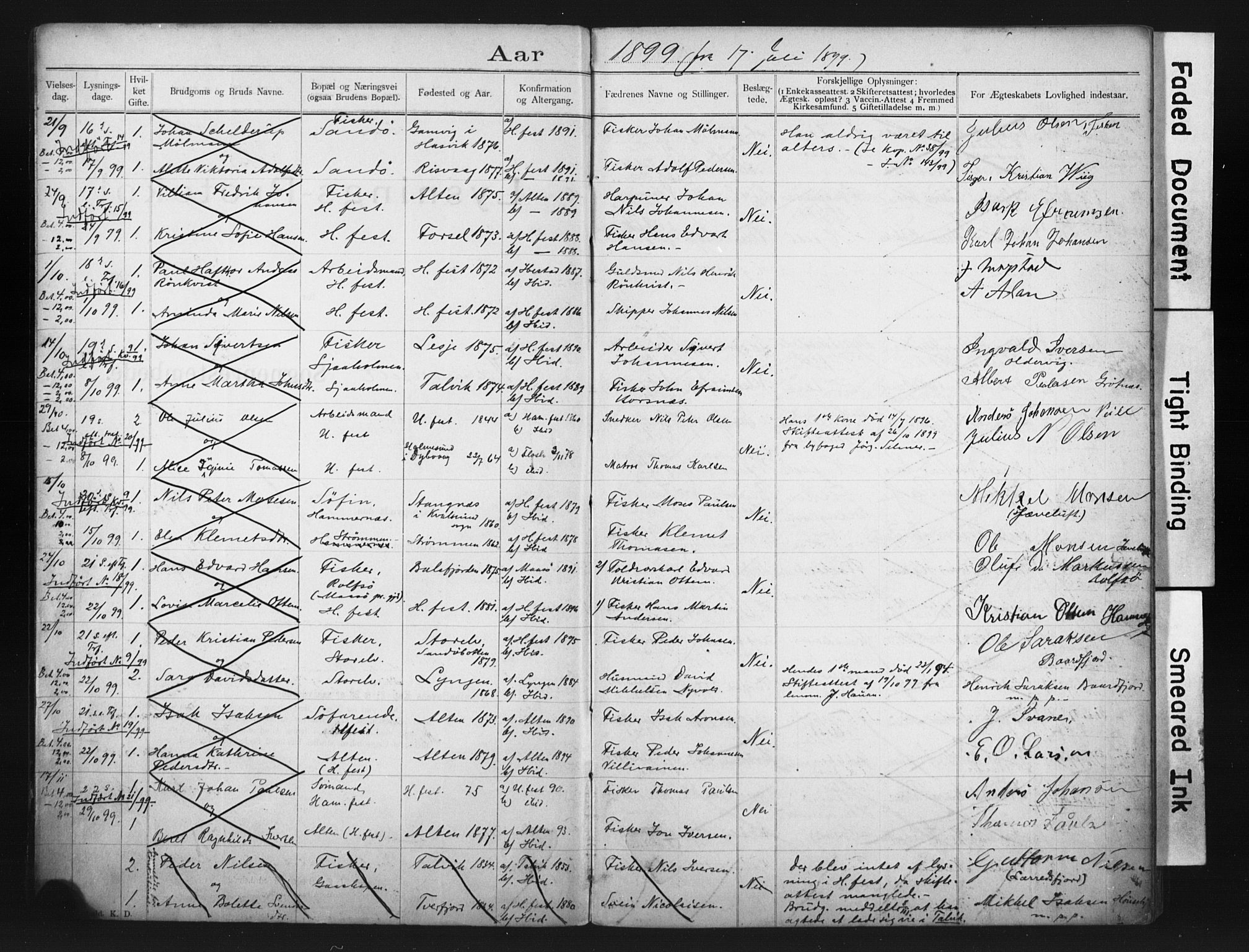 Hammerfest sokneprestkontor, SATØ/S-1347/I/Ib/L0071: Banns register no. 71, 1899-1912