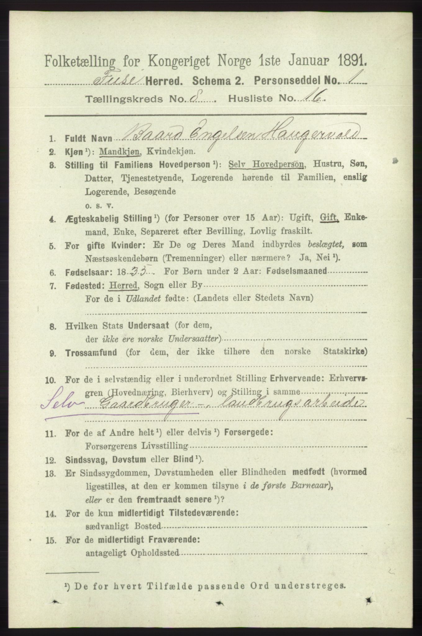 RA, 1891 census for 1241 Fusa, 1891, p. 1652