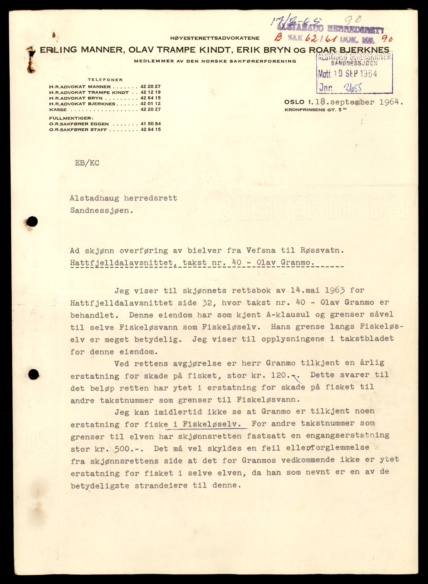 Søndre Helgeland sorenskriveri, AV/SAT-A-4575/1/1/1O/1Oe/L0017: B-saker, 1961, p. 13