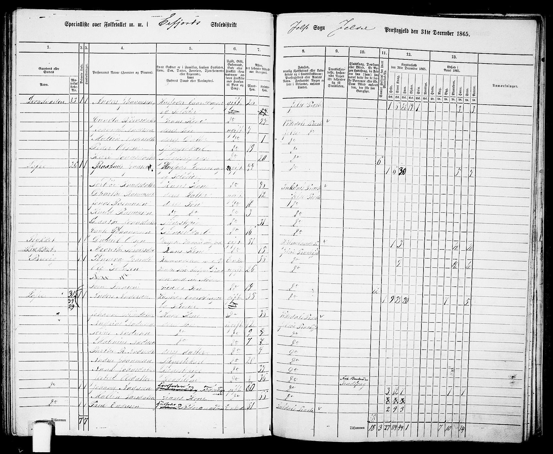 RA, 1865 census for Jelsa, 1865, p. 97