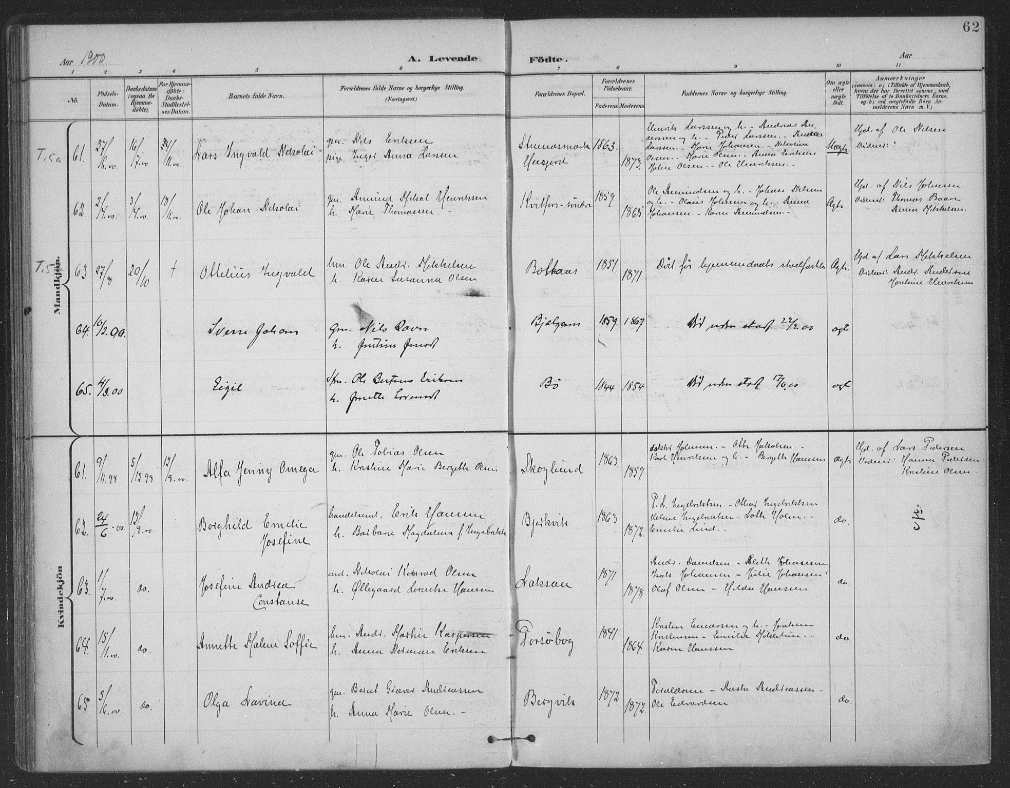 Ministerialprotokoller, klokkerbøker og fødselsregistre - Nordland, AV/SAT-A-1459/863/L0899: Parish register (official) no. 863A11, 1897-1906, p. 62