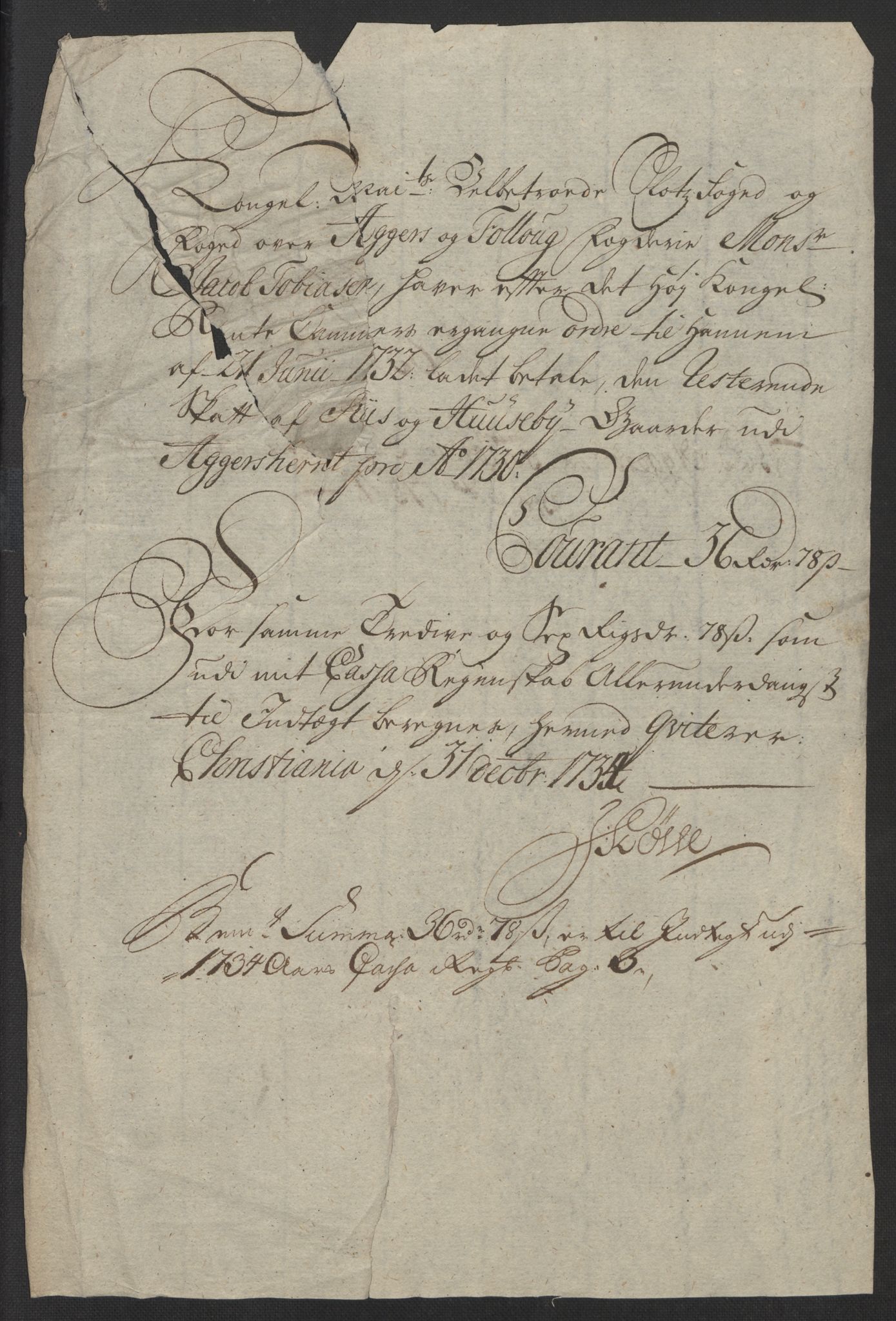 Rentekammeret inntil 1814, Reviderte regnskaper, Fogderegnskap, AV/RA-EA-4092/R10/L0473: Fogderegnskap Aker og Follo, 1734, p. 248