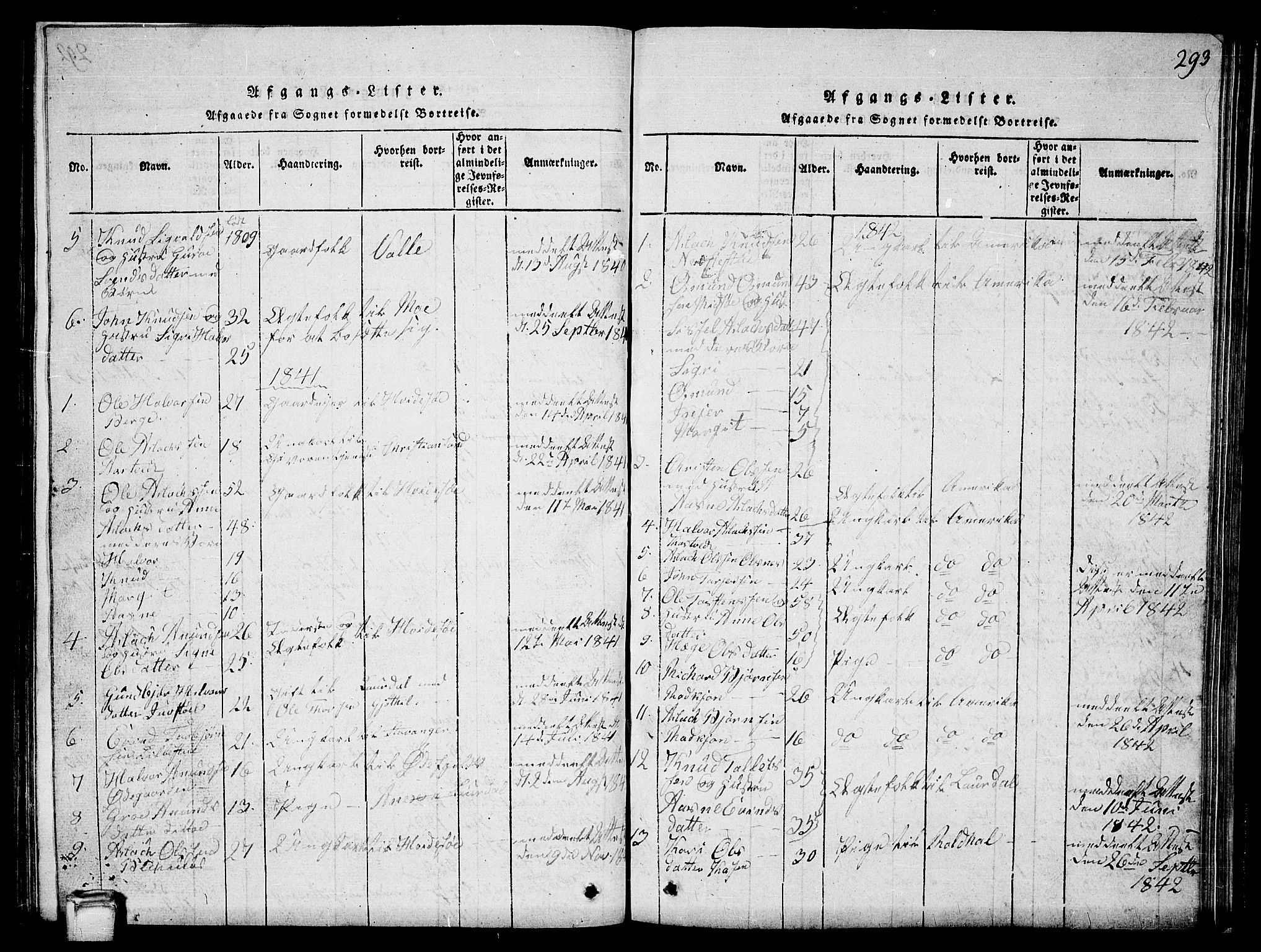 Vinje kirkebøker, SAKO/A-312/G/Ga/L0001: Parish register (copy) no. I 1, 1814-1843, p. 293