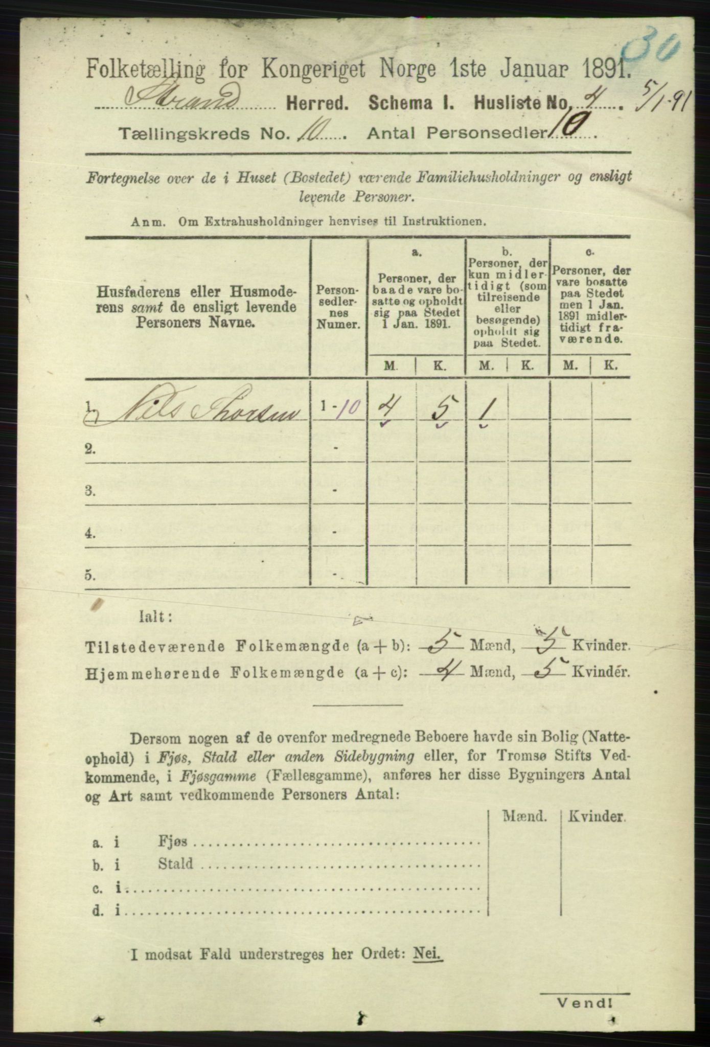 RA, 1891 census for 1130 Strand, 1891, p. 2708