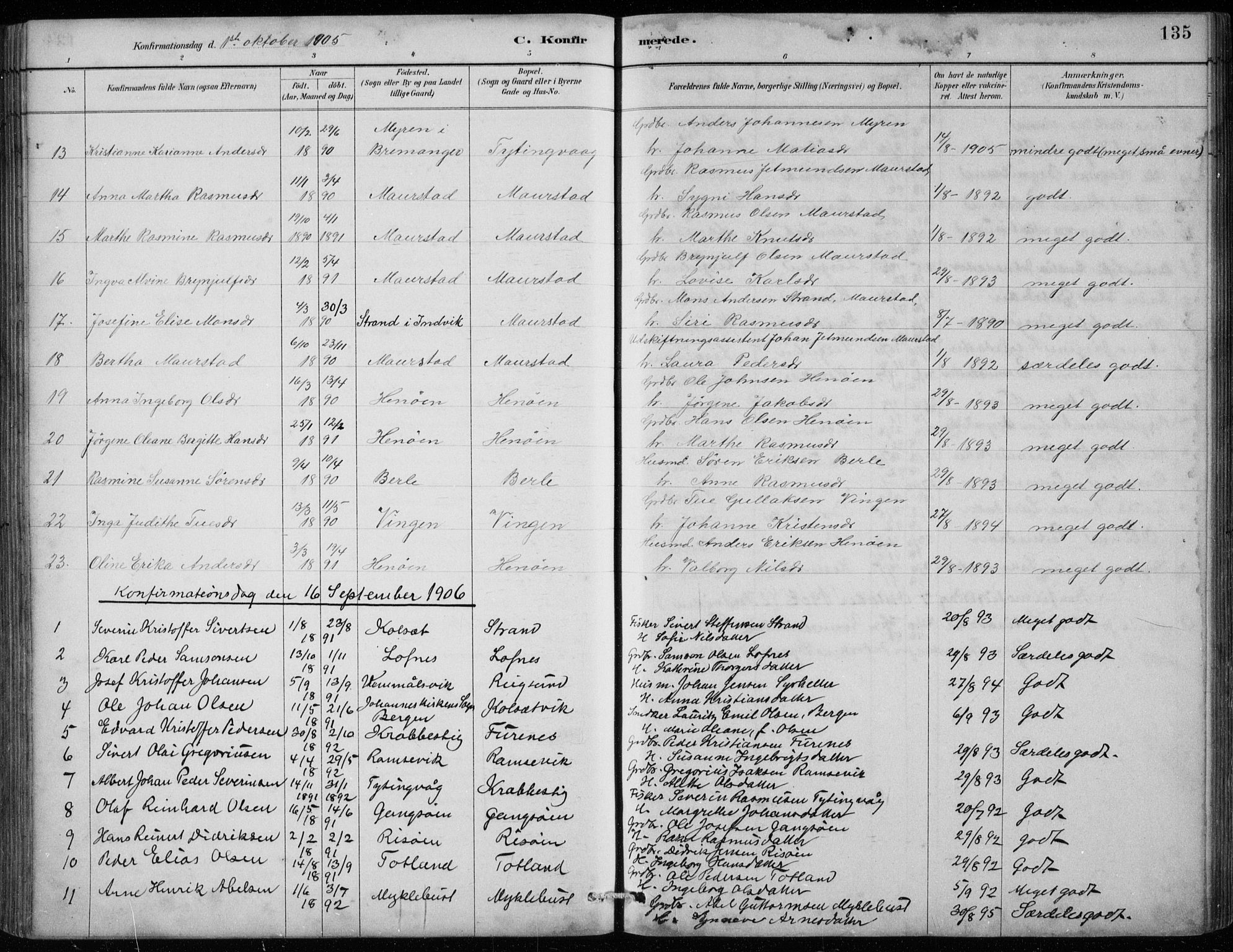 Davik sokneprestembete, AV/SAB-A-79701/H/Hab/Habc/L0002: Parish register (copy) no. C 2, 1889-1906, p. 135