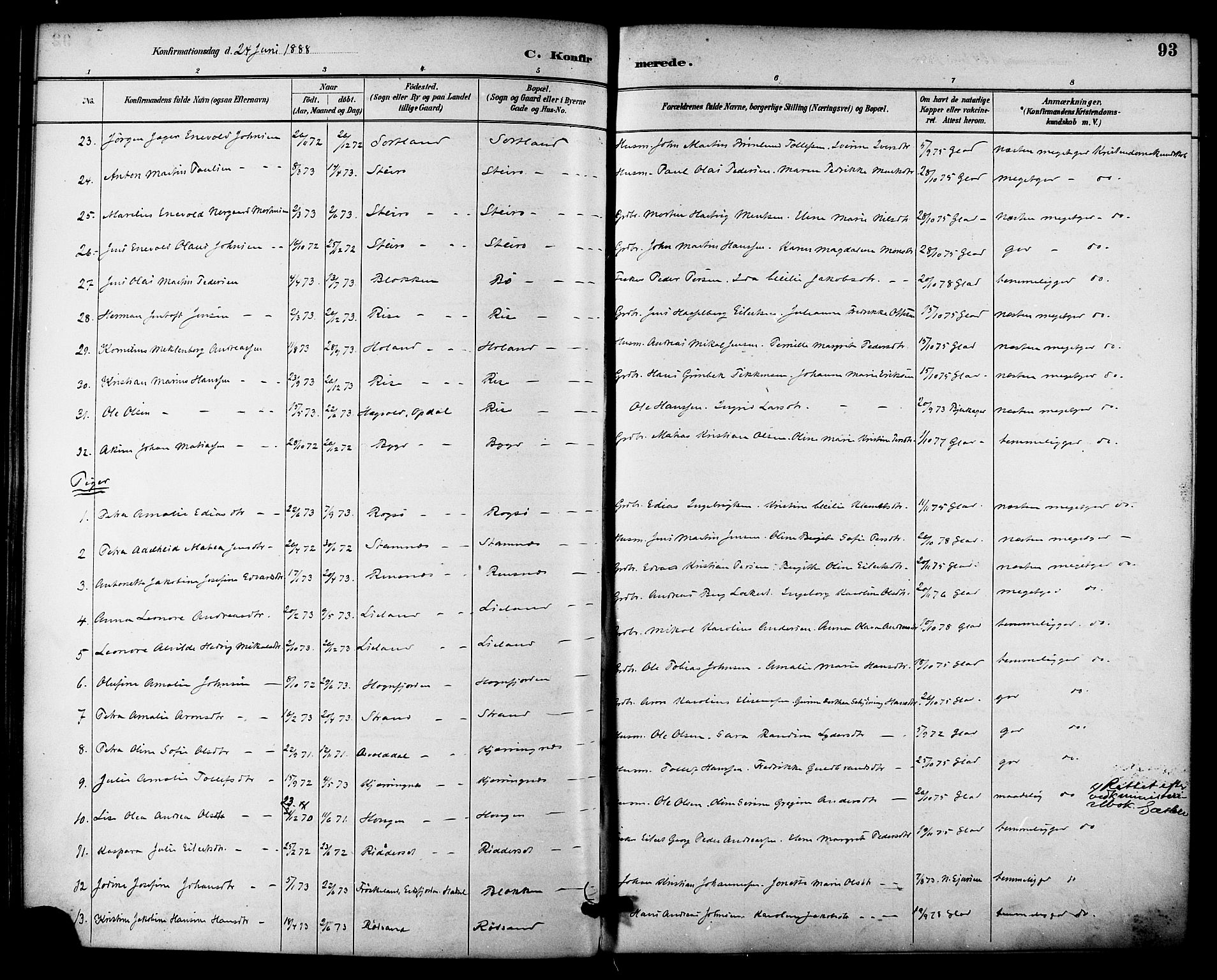 Ministerialprotokoller, klokkerbøker og fødselsregistre - Nordland, AV/SAT-A-1459/895/L1371: Parish register (official) no. 895A06, 1885-1894, p. 93