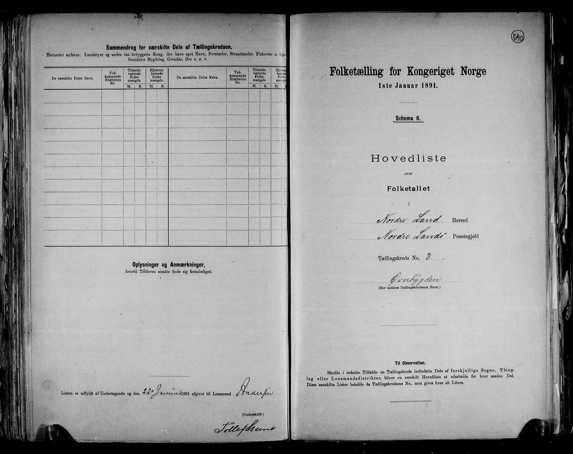 RA, 1891 census for 0538 Nordre Land, 1891, p. 8