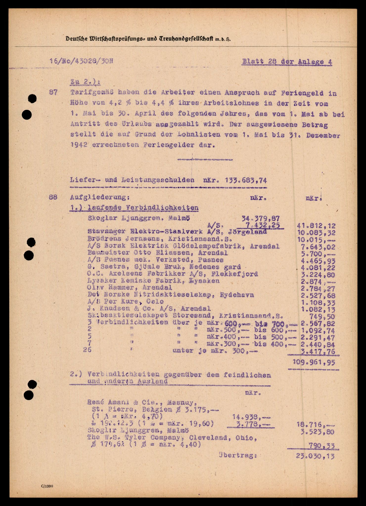 Forsvarets Overkommando. 2 kontor. Arkiv 11.4. Spredte tyske arkivsaker, AV/RA-RAFA-7031/D/Dar/Darc/L0030: Tyske oppgaver over norske industribedrifter, 1940-1943, p. 522