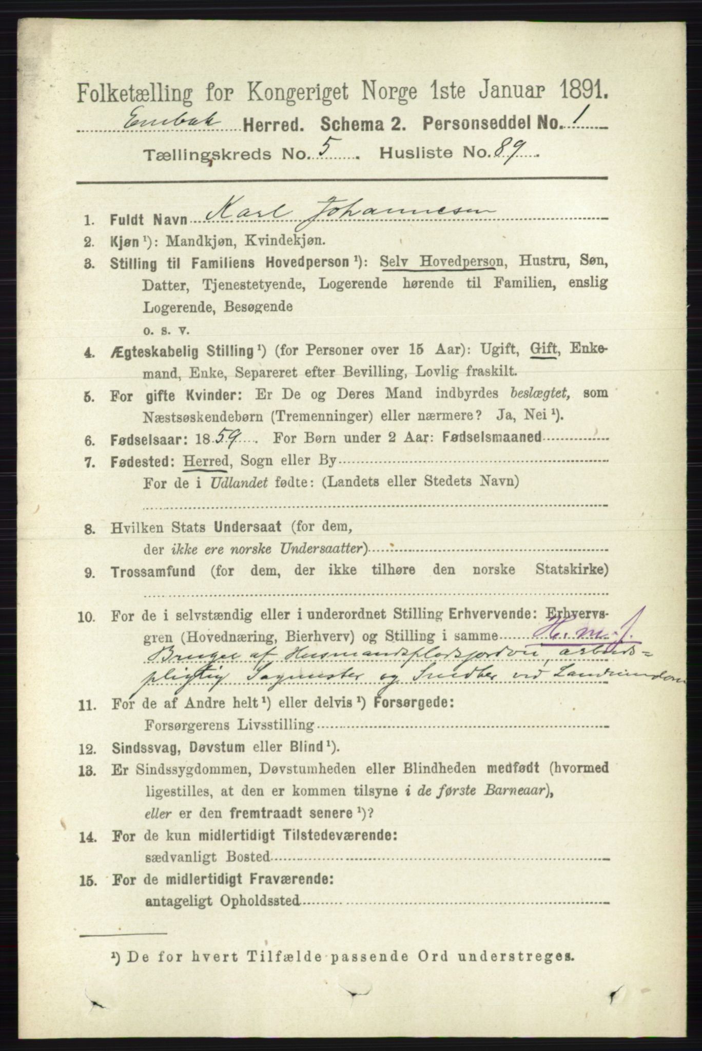 RA, 1891 census for 0229 Enebakk, 1891, p. 2527