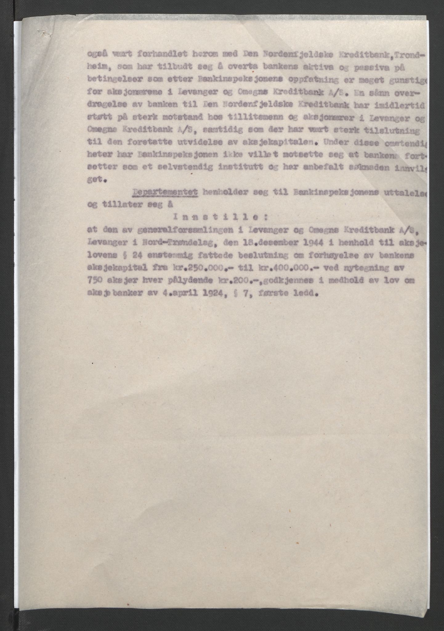 NS-administrasjonen 1940-1945 (Statsrådsekretariatet, de kommisariske statsråder mm), AV/RA-S-4279/D/Db/L0090: Foredrag til vedtak utenfor ministermøte, 1942-1945, p. 616