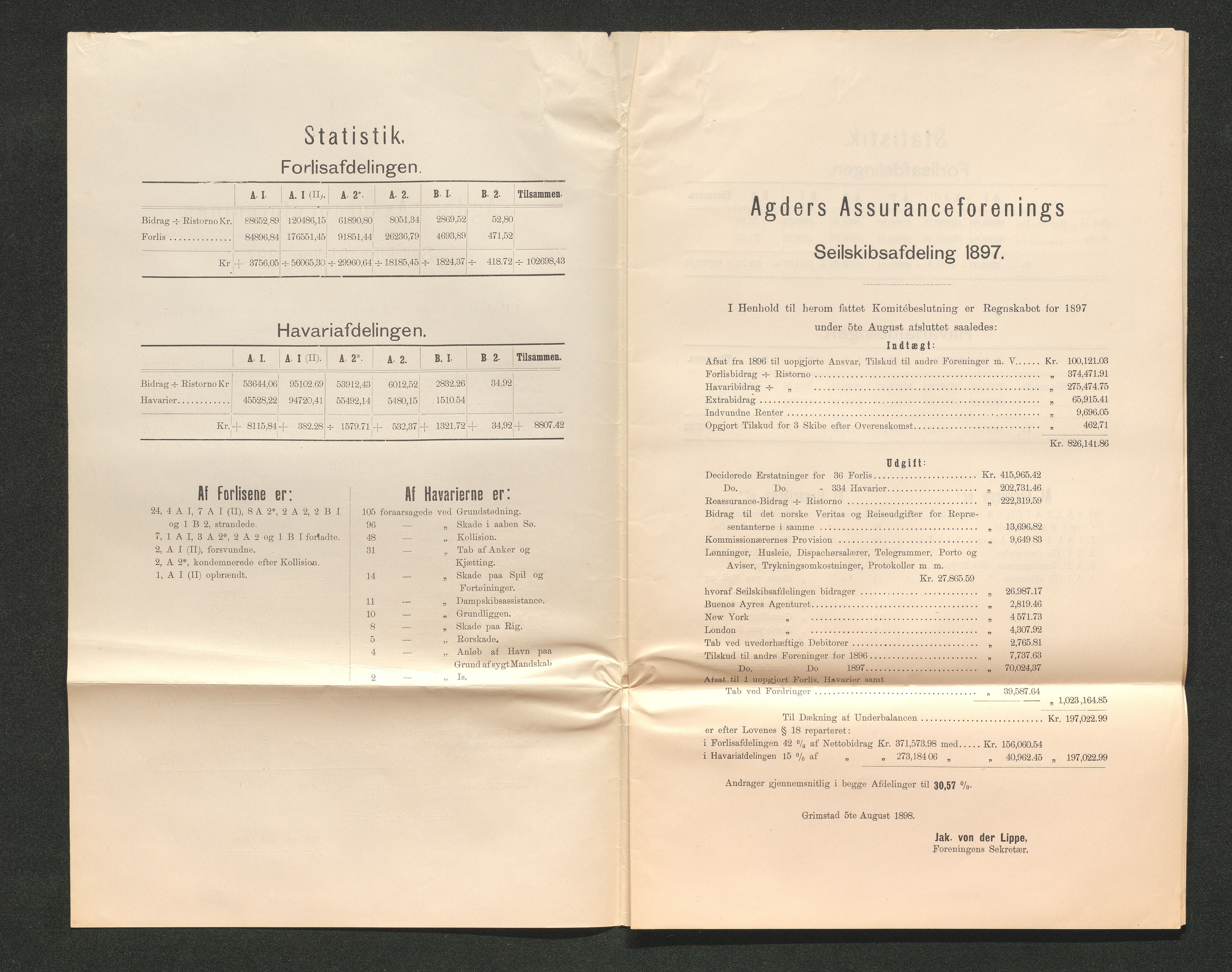 Agders Gjensidige Assuranceforening, AAKS/PA-1718/05/L0003: Regnskap, seilavdeling, pakkesak, 1890-1912