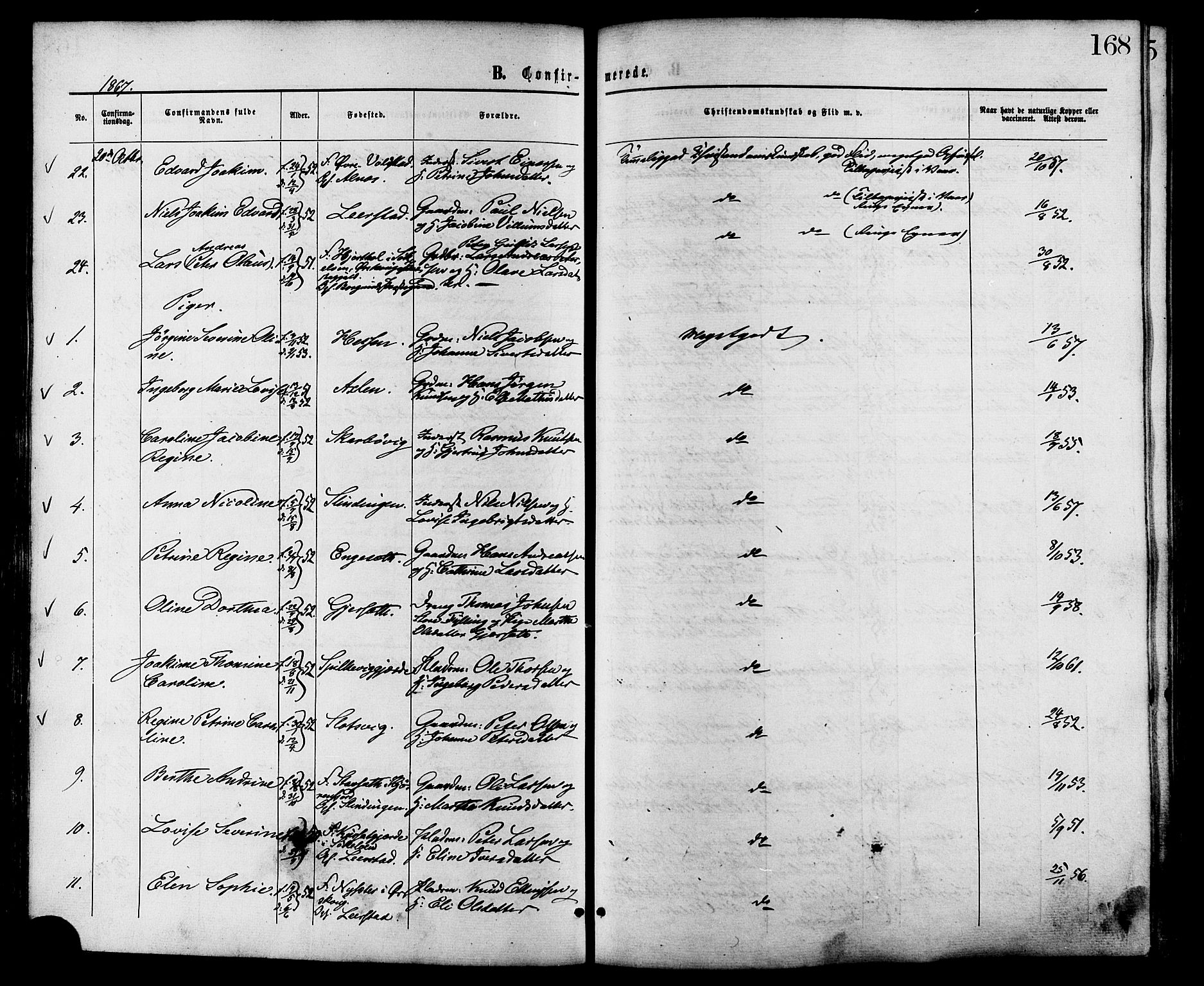 Ministerialprotokoller, klokkerbøker og fødselsregistre - Møre og Romsdal, AV/SAT-A-1454/528/L0399: Parish register (official) no. 528A10, 1864-1879, p. 168