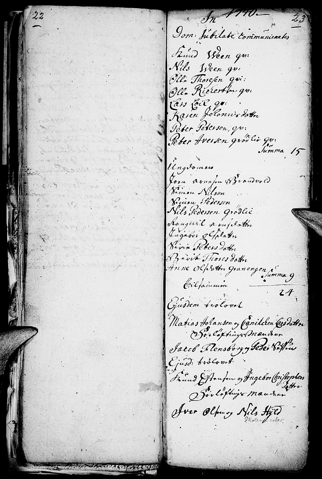 Kvikne prestekontor, SAH/PREST-064/H/Ha/Haa/L0001: Parish register (official) no. 1, 1740-1756, p. 22-23