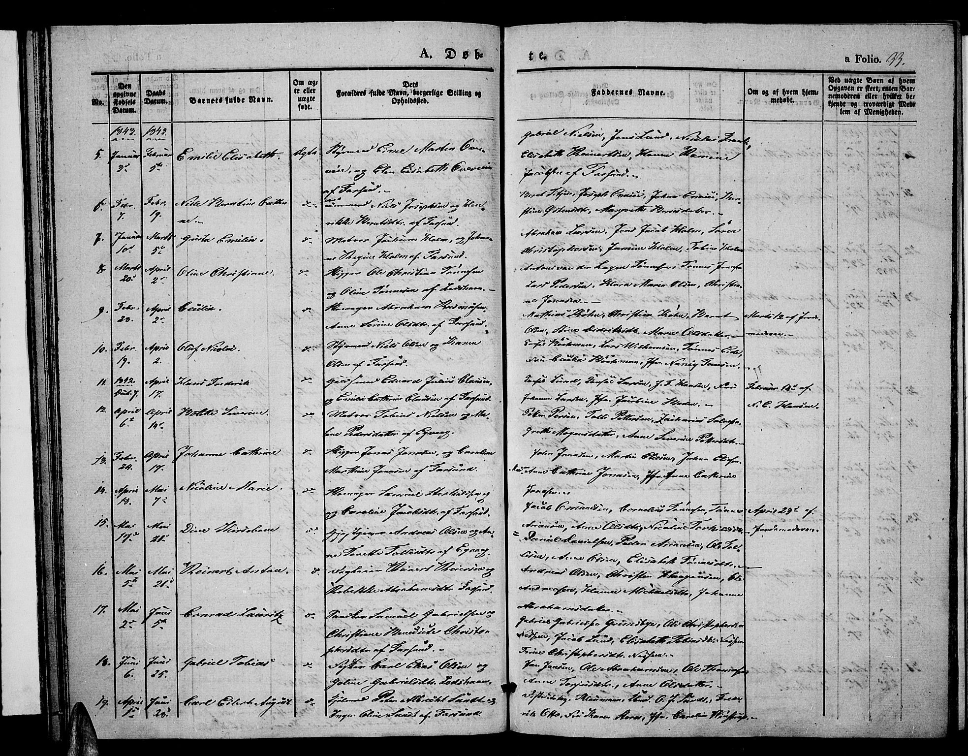 Farsund sokneprestkontor, SAK/1111-0009/F/Fa/L0003: Parish register (official) no. A 3, 1836-1846, p. 33