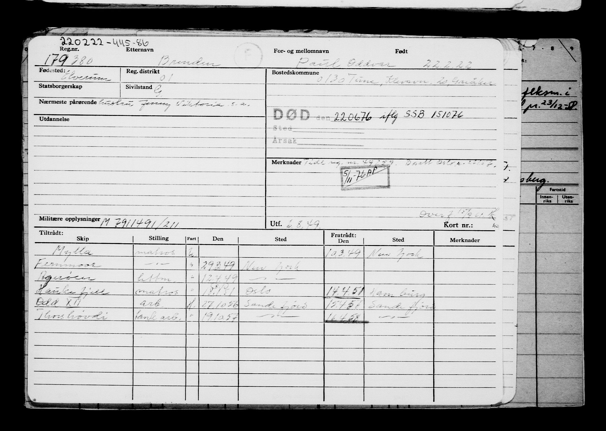 Direktoratet for sjømenn, AV/RA-S-3545/G/Gb/L0203: Hovedkort, 1922, p. 295