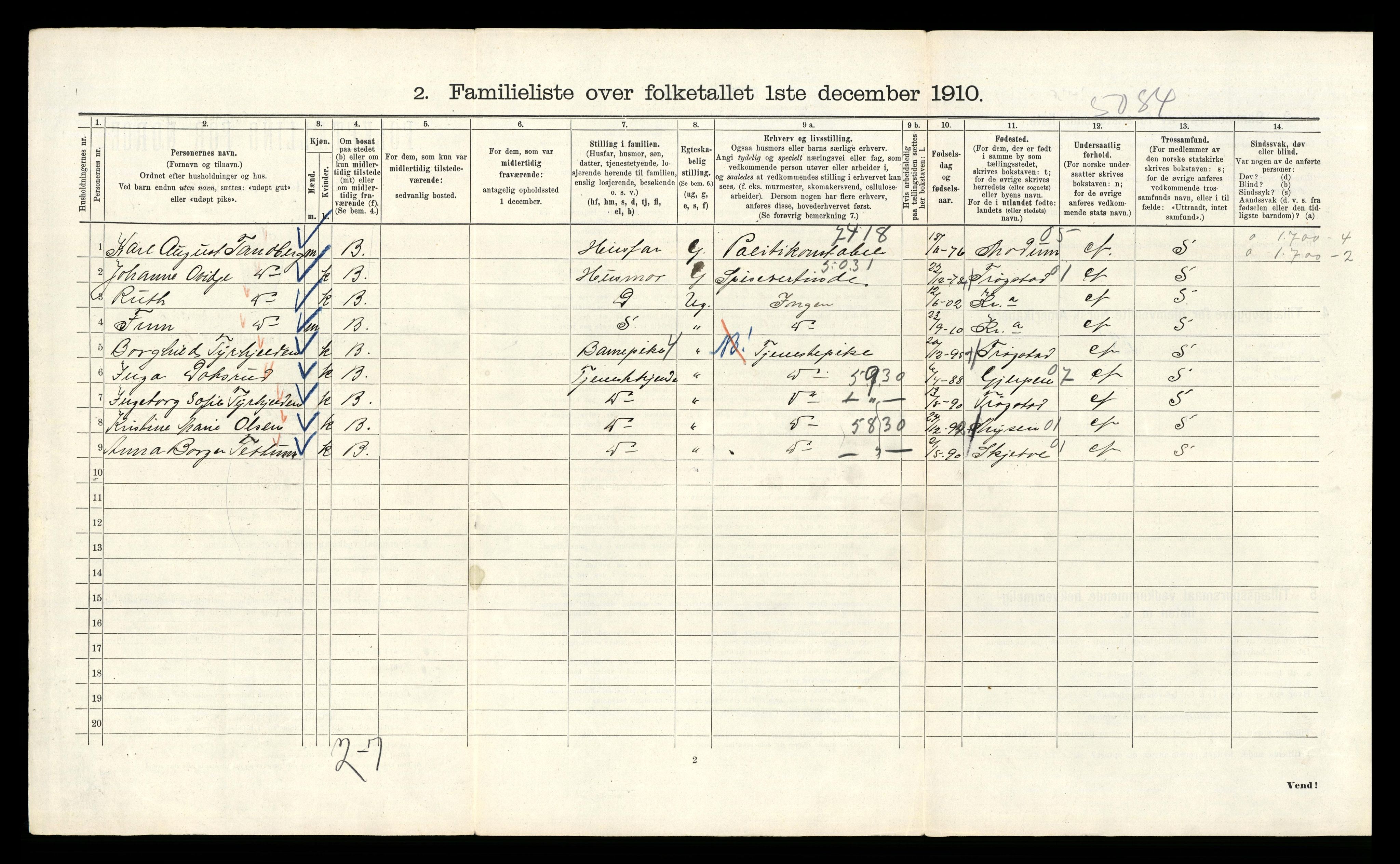 RA, 1910 census for Kristiania, 1910, p. 99000