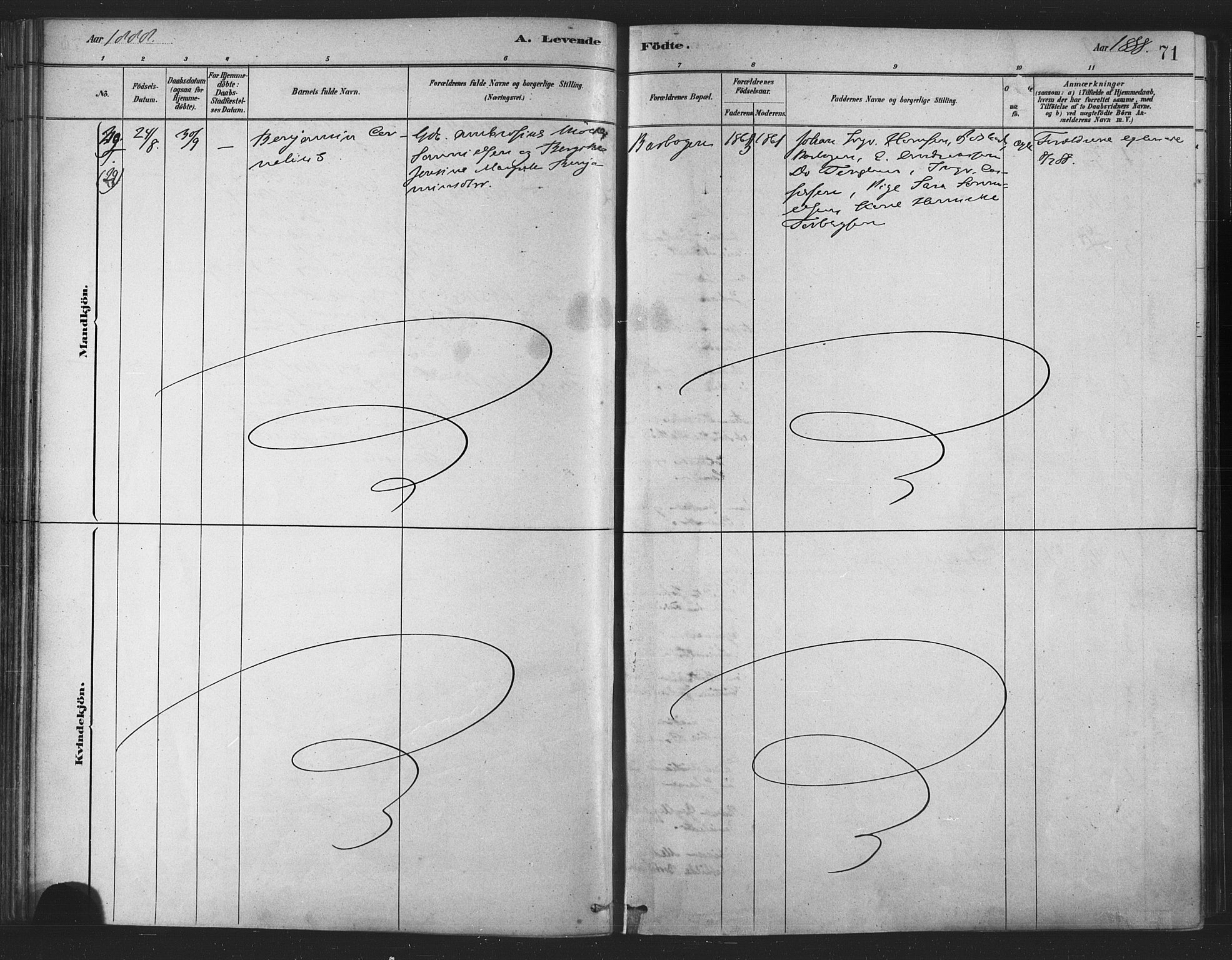 Berg sokneprestkontor, AV/SATØ-S-1318/G/Ga/Gaa/L0004kirke: Parish register (official) no. 4, 1880-1894, p. 71