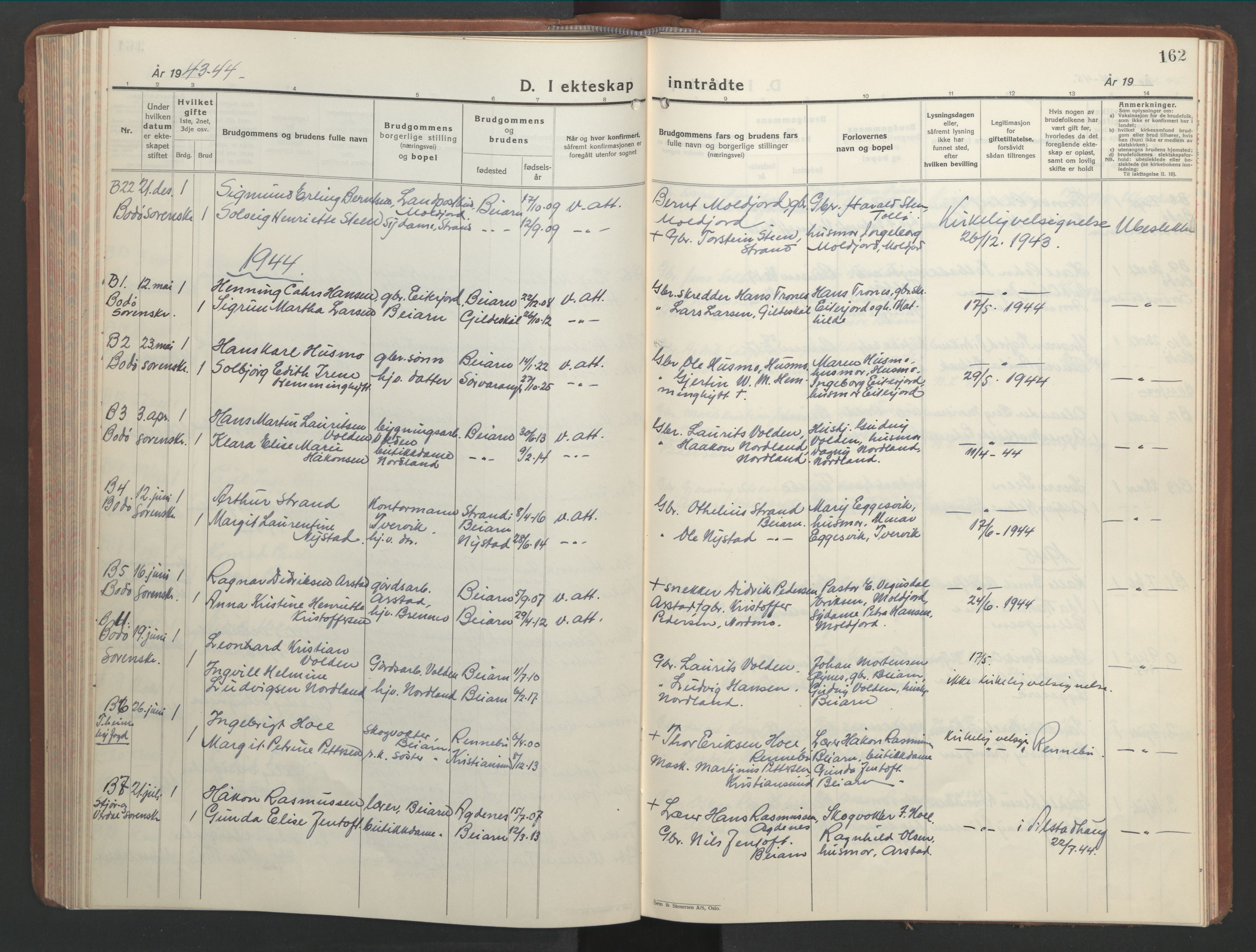 Ministerialprotokoller, klokkerbøker og fødselsregistre - Nordland, SAT/A-1459/846/L0657: Parish register (copy) no. 846C07, 1936-1952, p. 162