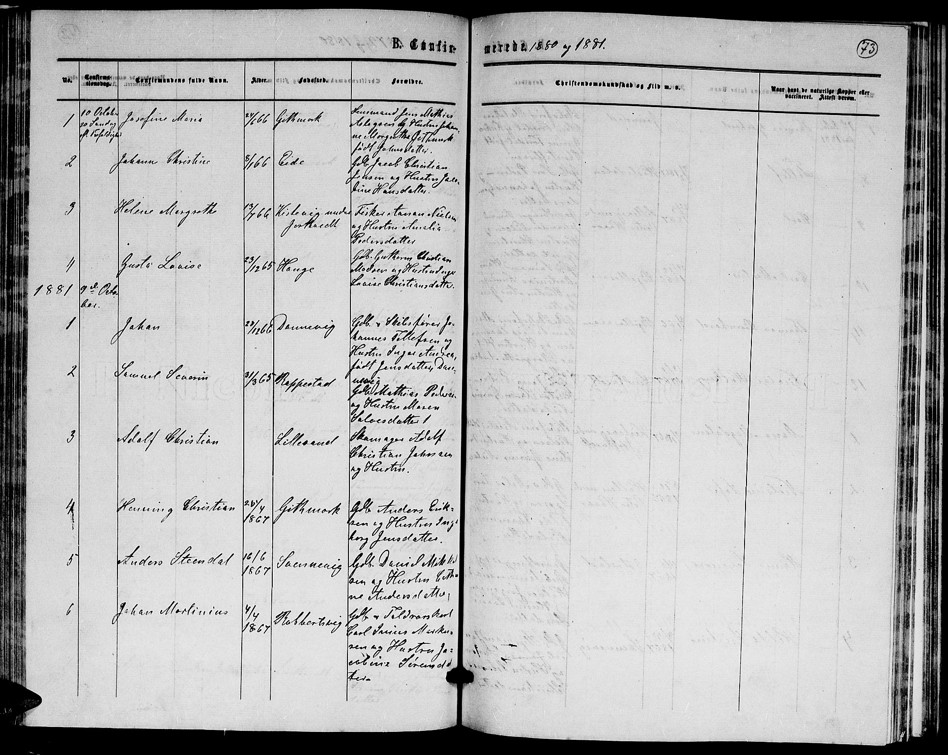 Hommedal sokneprestkontor, AV/SAK-1111-0023/F/Fb/Fba/L0003: Parish register (copy) no. B 3, 1863-1884, p. 73