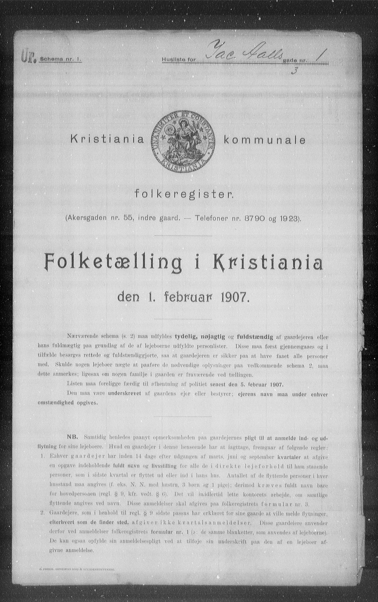 OBA, Municipal Census 1907 for Kristiania, 1907, p. 22947