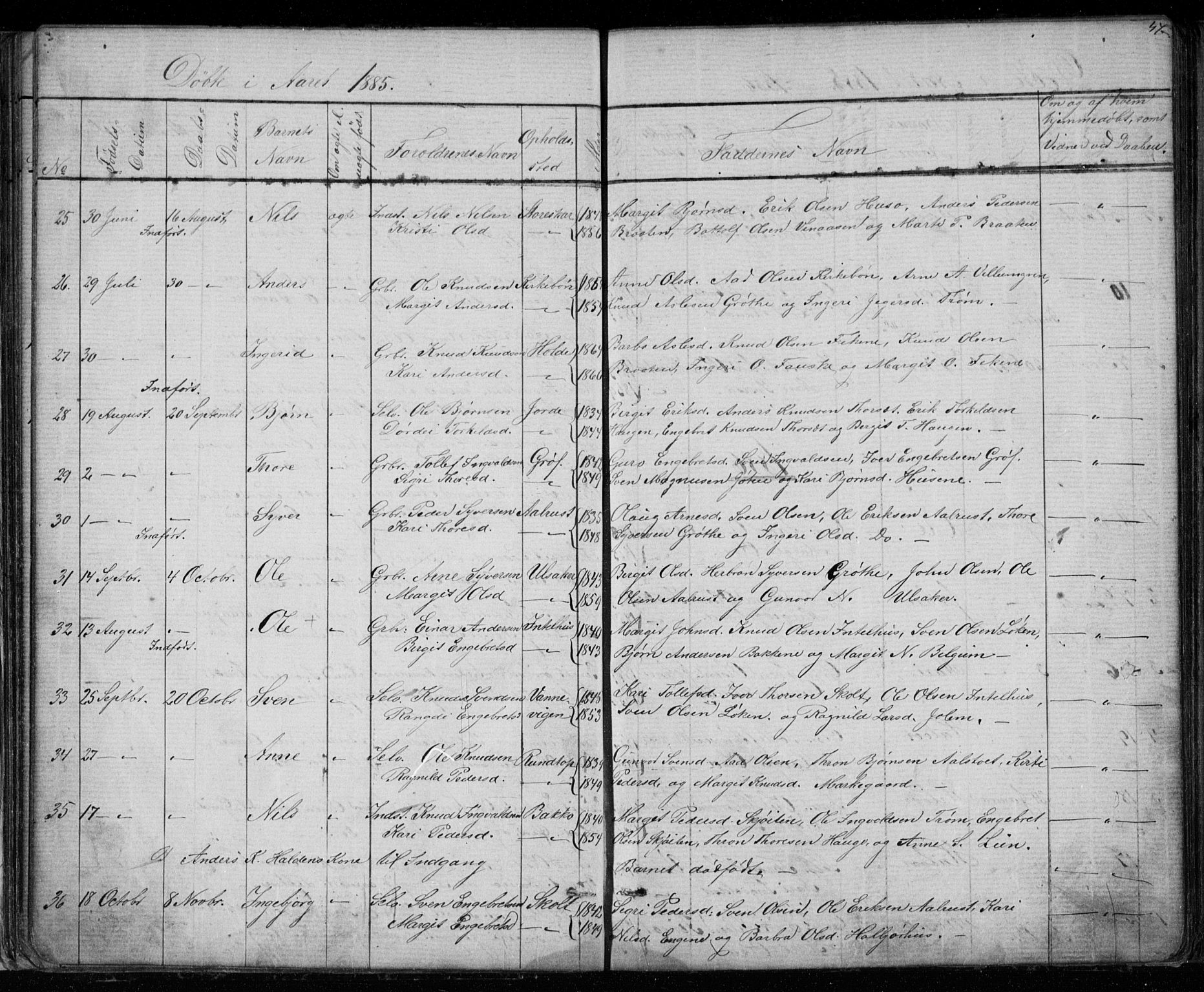 Gol kirkebøker, AV/SAKO-A-226/G/Gb/L0005: Parish register (copy) no. II 5, 1875-1891, p. 47