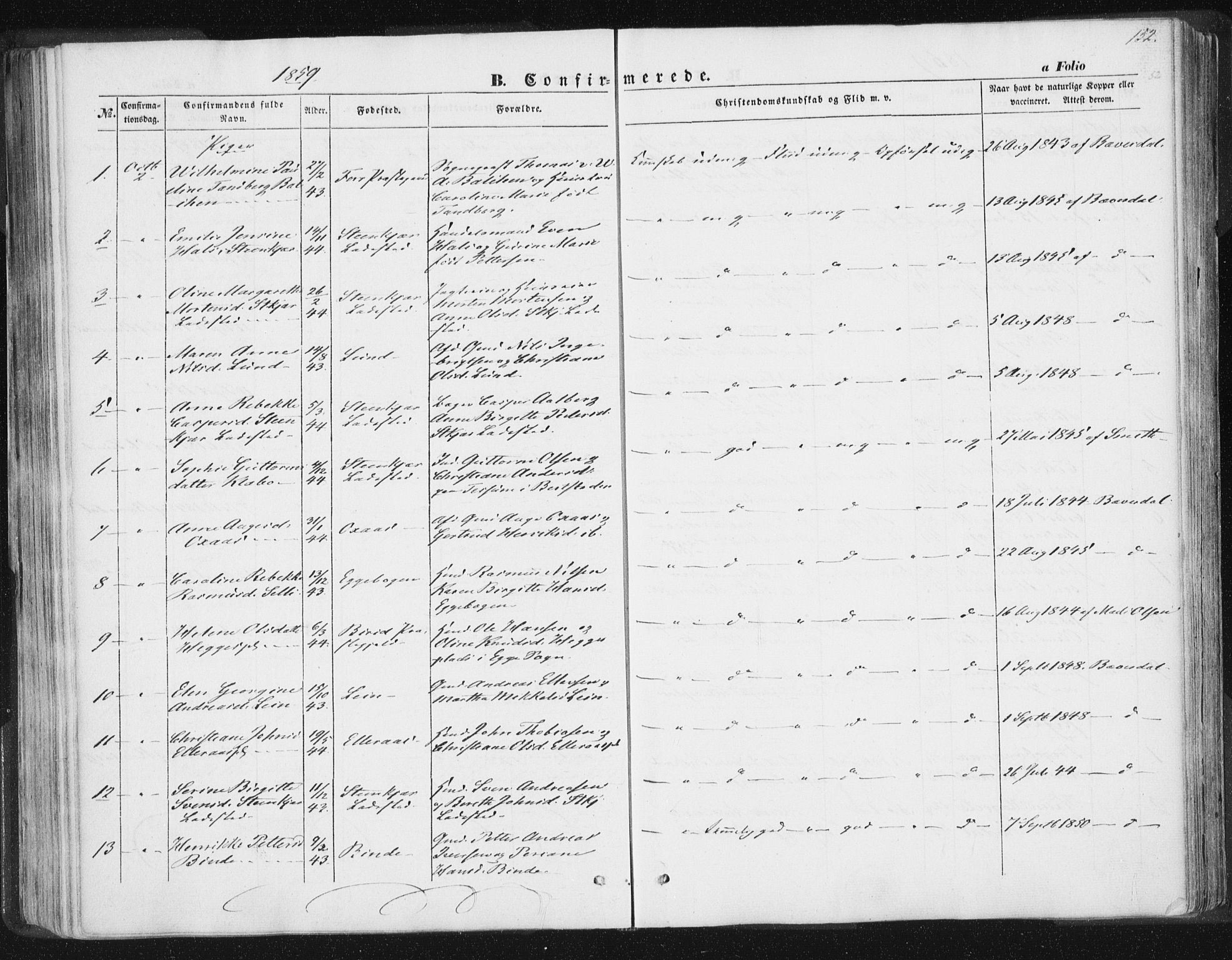 Ministerialprotokoller, klokkerbøker og fødselsregistre - Nord-Trøndelag, AV/SAT-A-1458/746/L0446: Parish register (official) no. 746A05, 1846-1859, p. 152