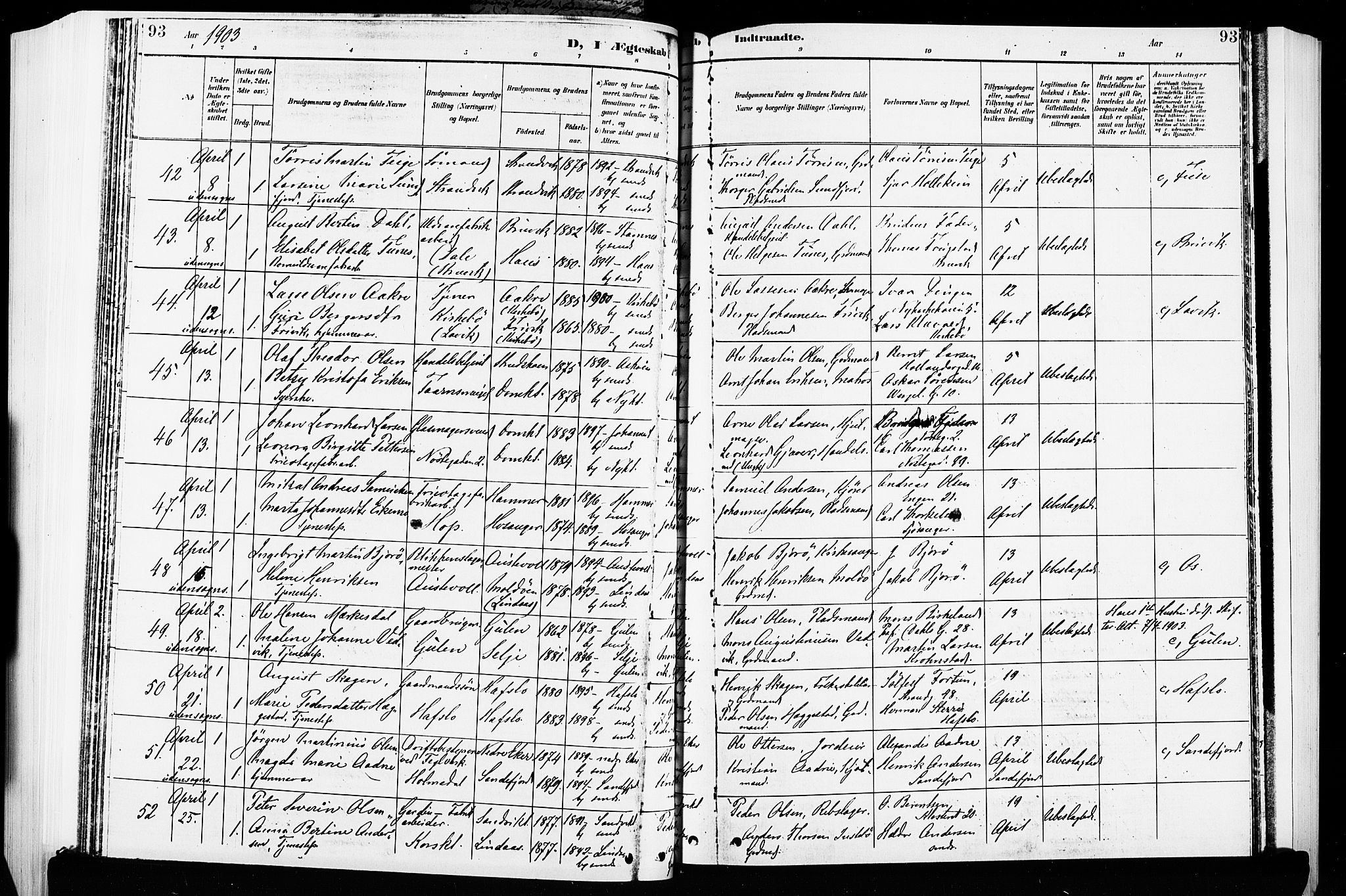 Nykirken Sokneprestembete, AV/SAB-A-77101/H/Hab: Parish register (copy) no. D 2, 1896-1905, p. 93