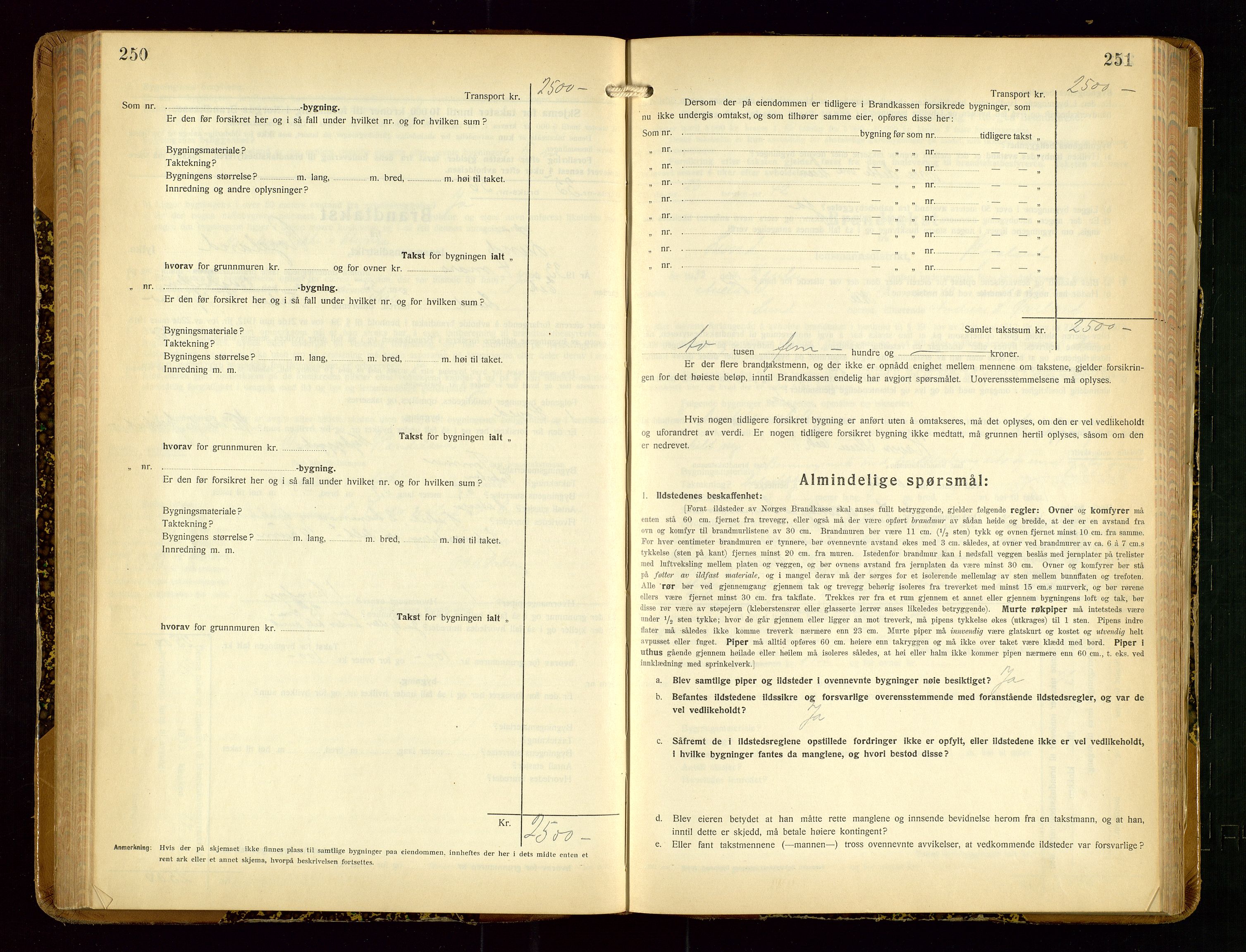 Lund lensmannskontor, SAST/A-100303/Gob/L0005: "Brandtakstprotokoll", 1929-1938, p. 250-251