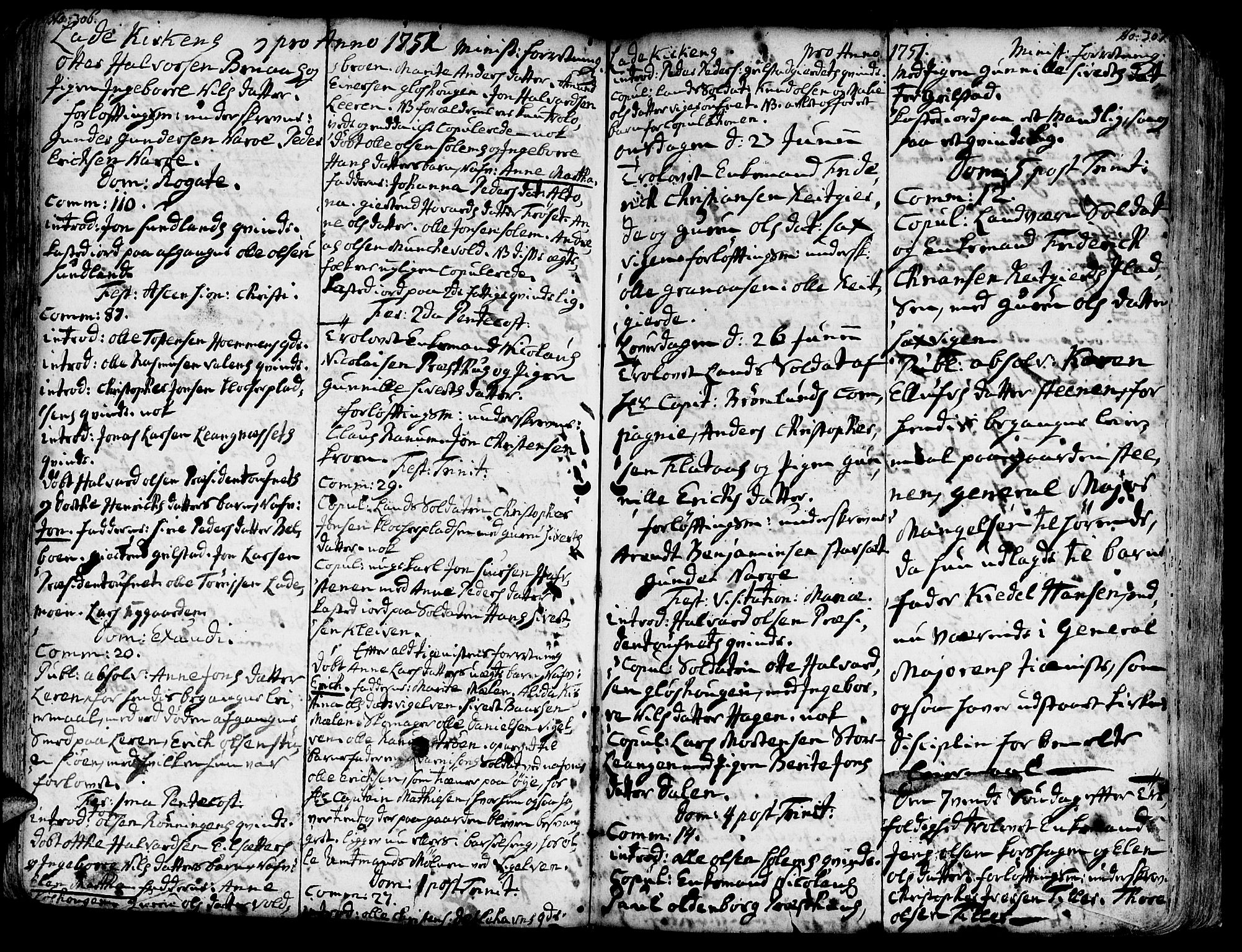 Ministerialprotokoller, klokkerbøker og fødselsregistre - Sør-Trøndelag, SAT/A-1456/606/L0275: Parish register (official) no. 606A01 /1, 1727-1780, p. 306-307