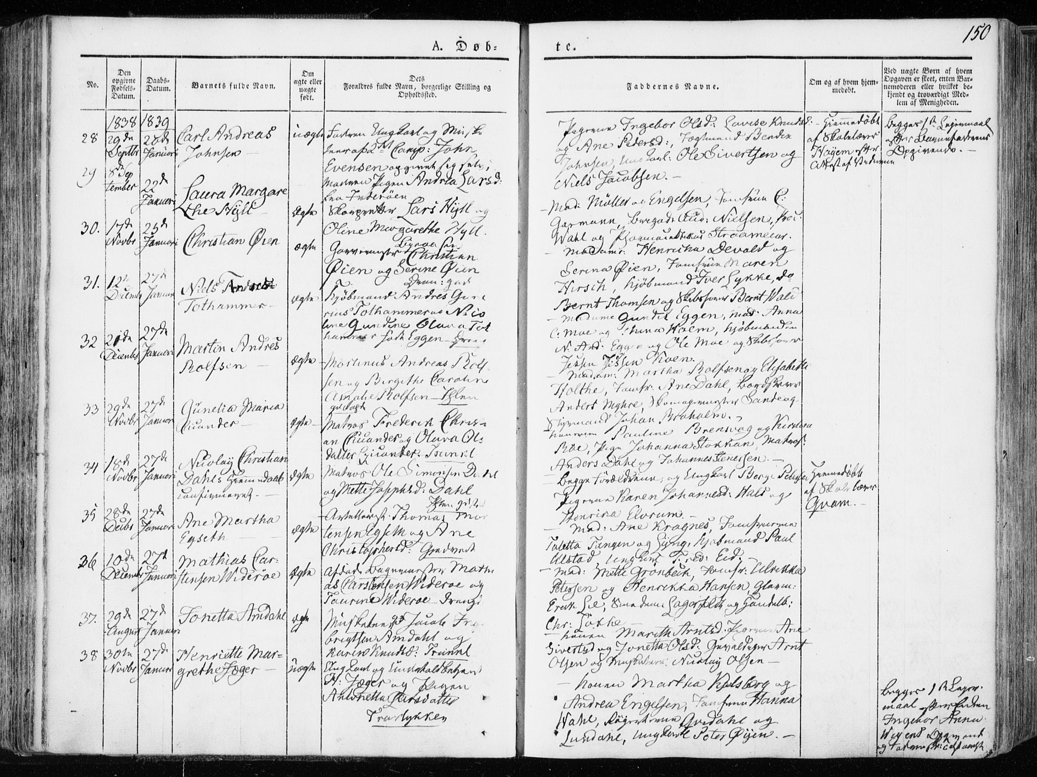 Ministerialprotokoller, klokkerbøker og fødselsregistre - Sør-Trøndelag, SAT/A-1456/601/L0047: Parish register (official) no. 601A15, 1831-1839, p. 150