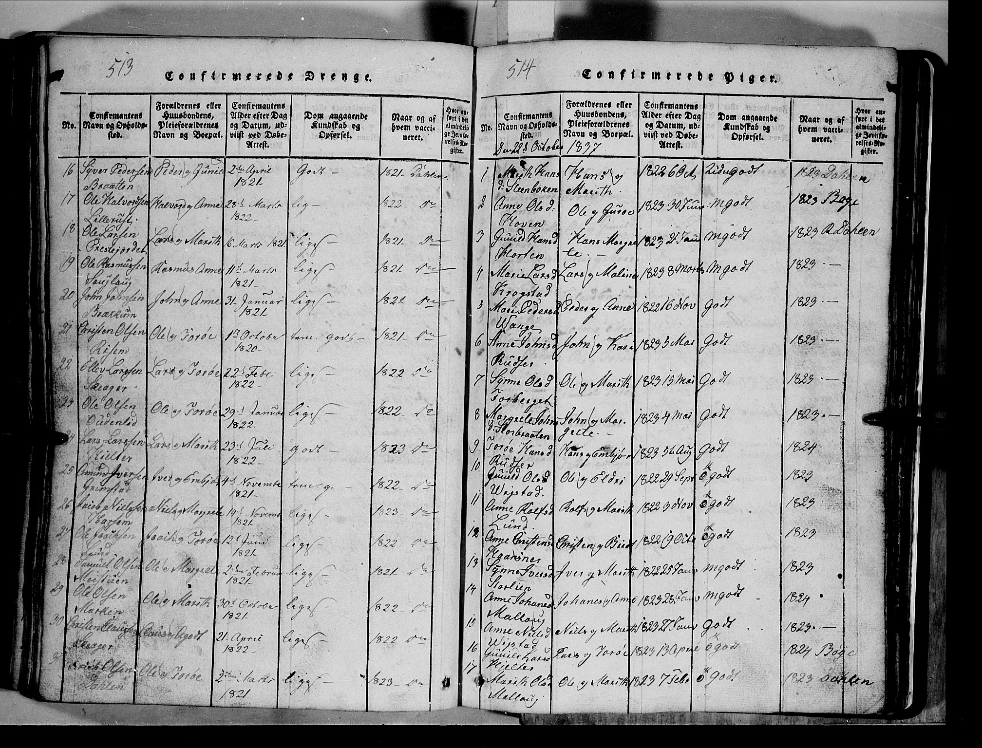 Lom prestekontor, SAH/PREST-070/L/L0003: Parish register (copy) no. 3, 1815-1844, p. 513-514