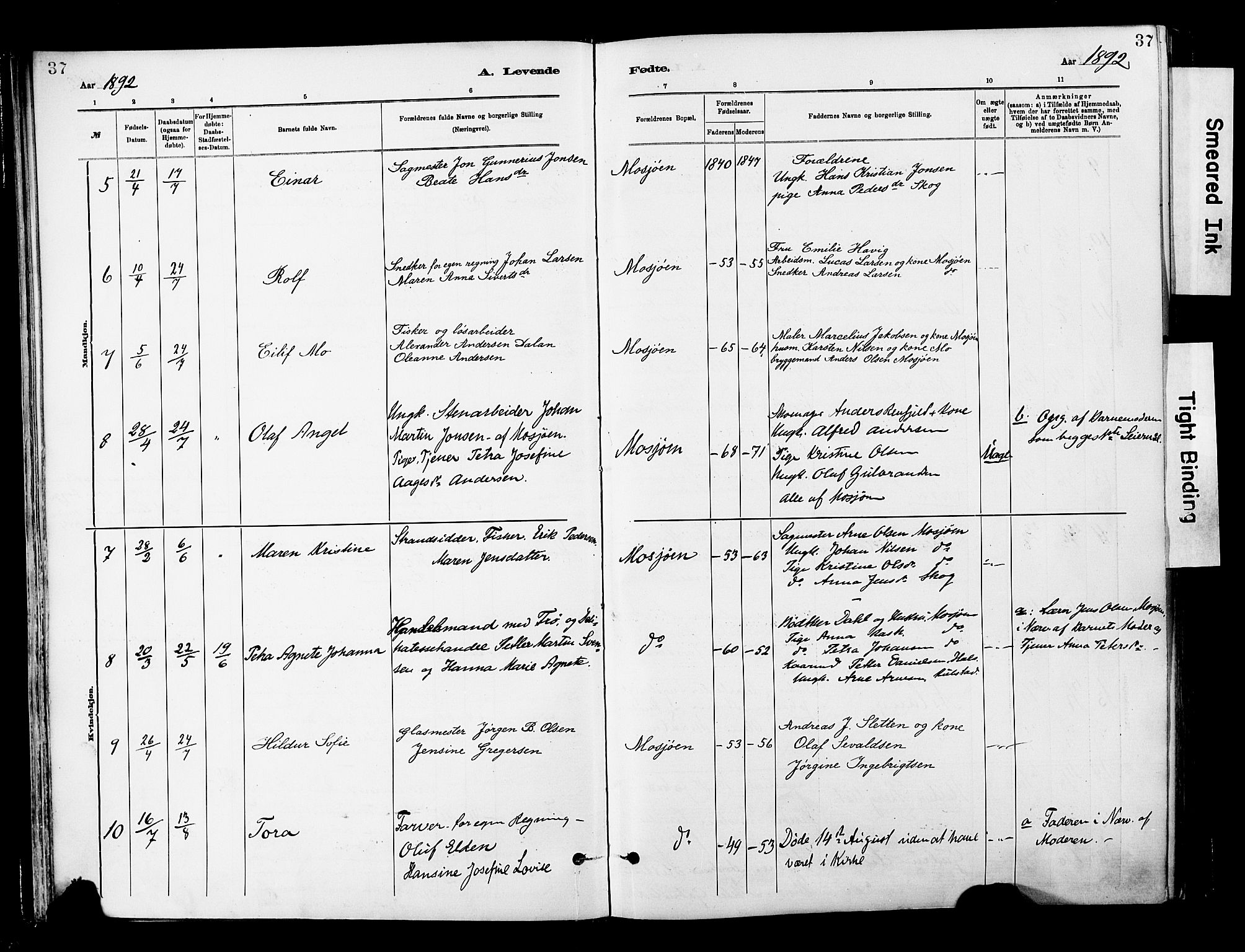 Ministerialprotokoller, klokkerbøker og fødselsregistre - Nordland, SAT/A-1459/820/L0296: Parish register (official) no. 820A17, 1880-1903, p. 37