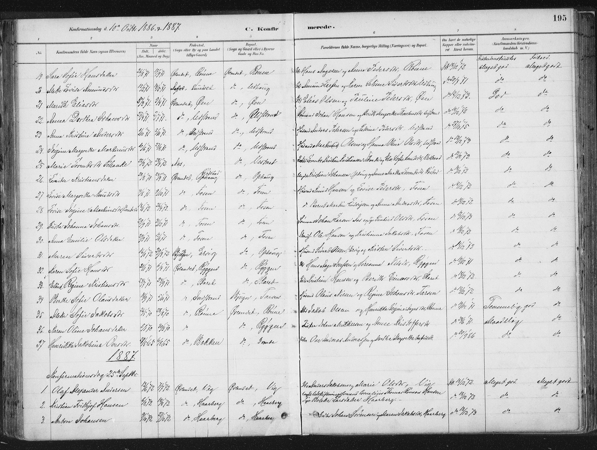 Ministerialprotokoller, klokkerbøker og fødselsregistre - Sør-Trøndelag, SAT/A-1456/659/L0739: Parish register (official) no. 659A09, 1879-1893, p. 195