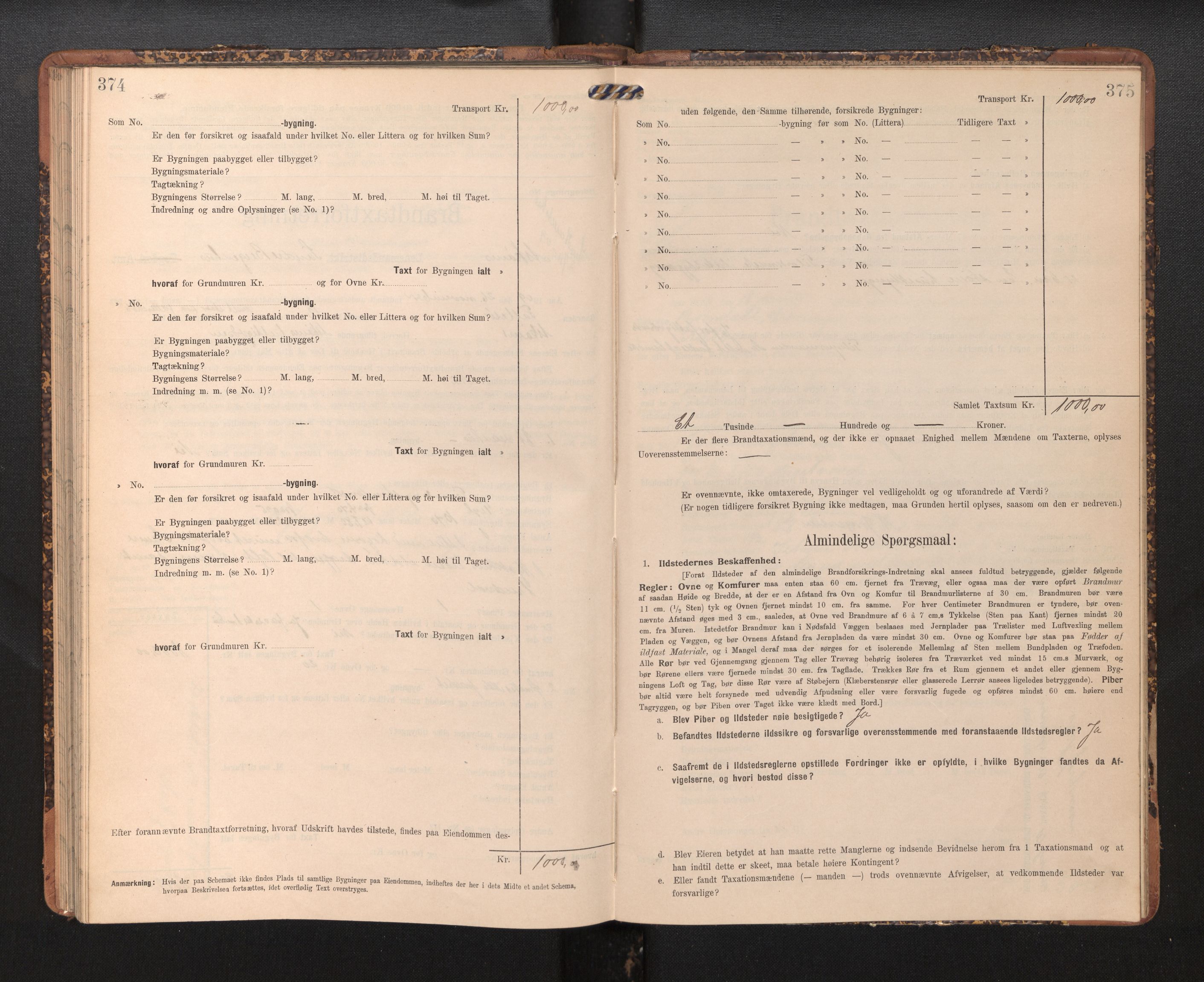 Lensmannen i Askøy, AV/SAB-A-31001/0012/L0005: Branntakstprotokoll, skjematakst, 1907-1915, p. 374-375