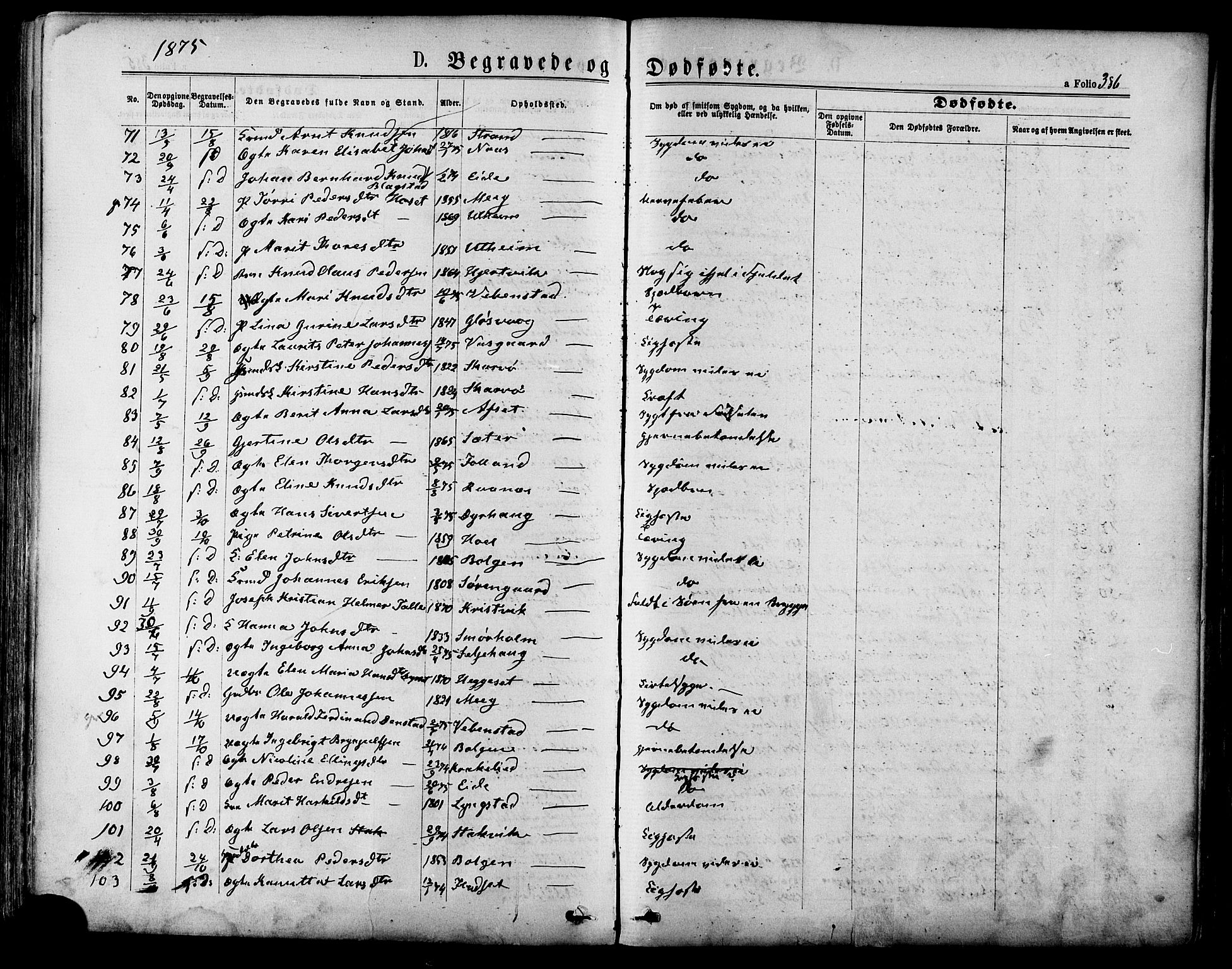 Ministerialprotokoller, klokkerbøker og fødselsregistre - Møre og Romsdal, SAT/A-1454/568/L0805: Parish register (official) no. 568A12 /1, 1869-1884, p. 386