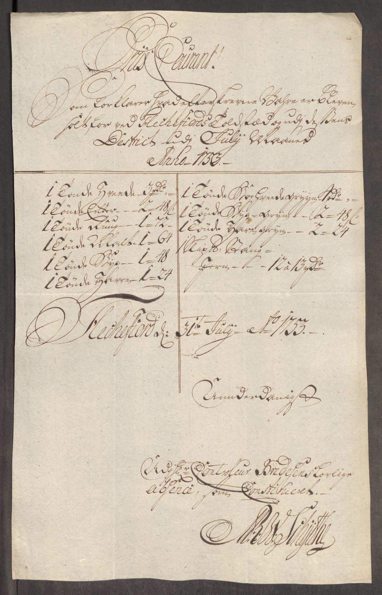 Rentekammeret inntil 1814, Realistisk ordnet avdeling, AV/RA-EA-4070/Oe/L0005: [Ø1]: Priskuranter, 1753-1757, p. 154