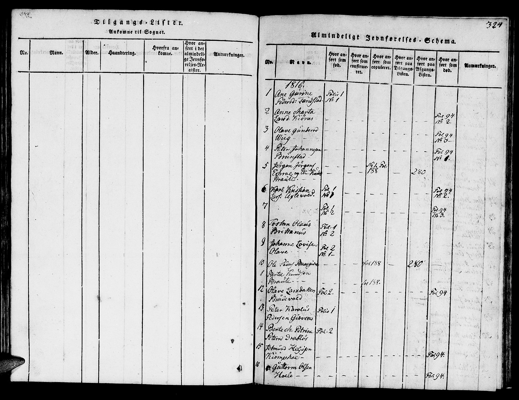 Ministerialprotokoller, klokkerbøker og fødselsregistre - Møre og Romsdal, SAT/A-1454/522/L0322: Parish register (copy) no. 522C01, 1816-1830, p. 324