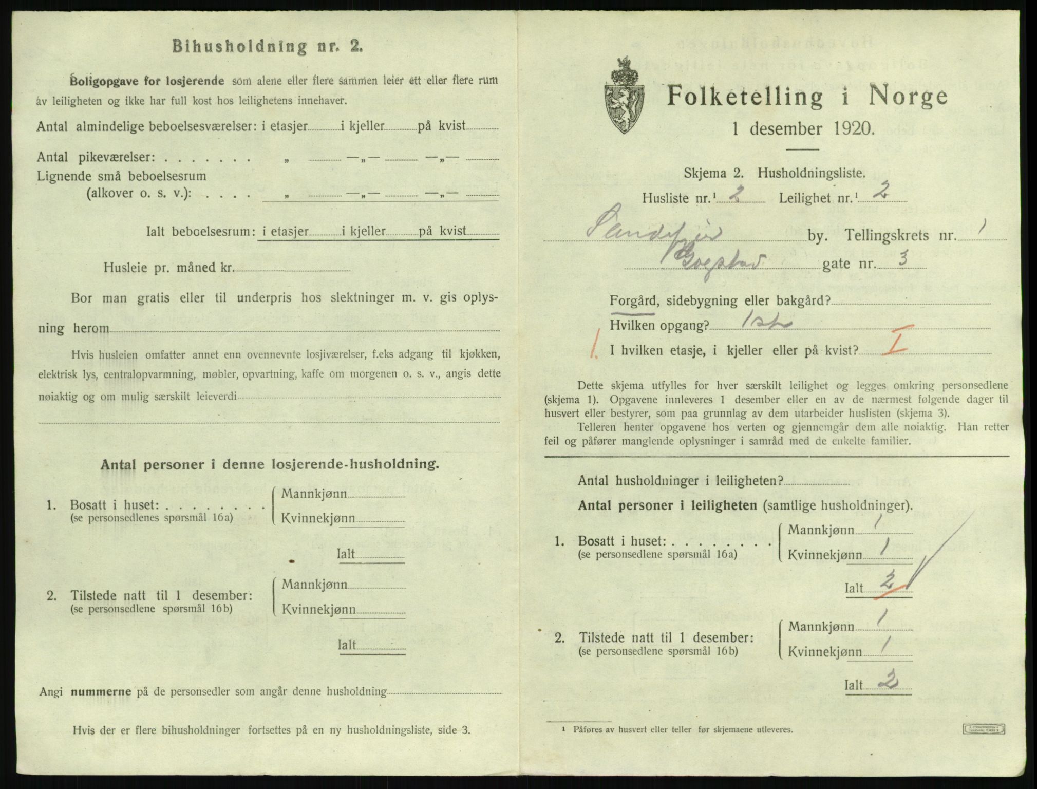 SAKO, 1920 census for Sandefjord, 1920, p. 1292