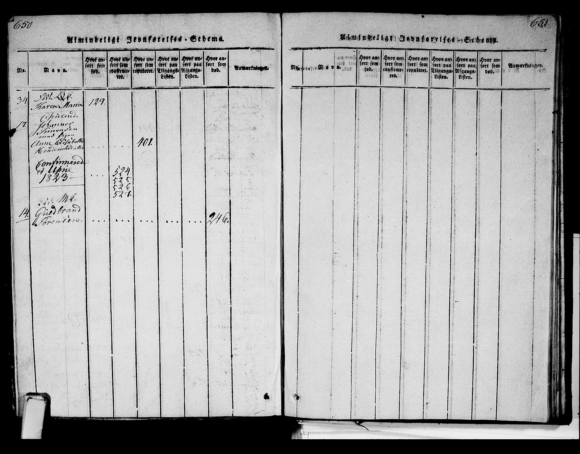 Strømsø kirkebøker, AV/SAKO-A-246/G/Ga/L0001: Parish register (copy) no. 1, 1815-1829, p. 650-651