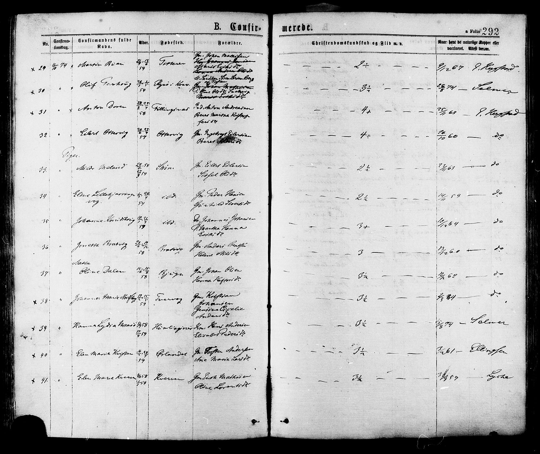 Ministerialprotokoller, klokkerbøker og fødselsregistre - Sør-Trøndelag, AV/SAT-A-1456/634/L0532: Parish register (official) no. 634A08, 1871-1881, p. 292