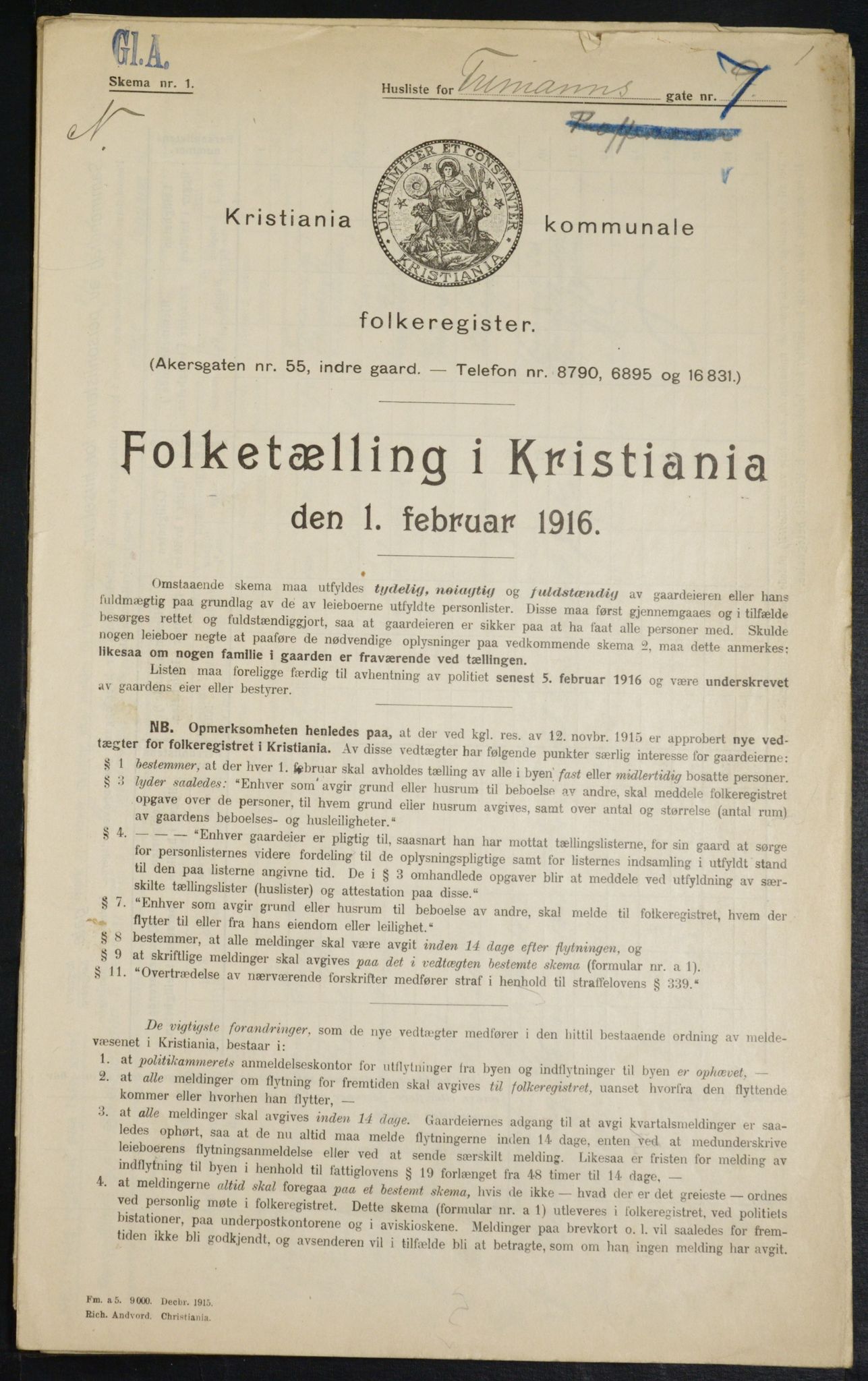 OBA, Municipal Census 1916 for Kristiania, 1916, p. 27406