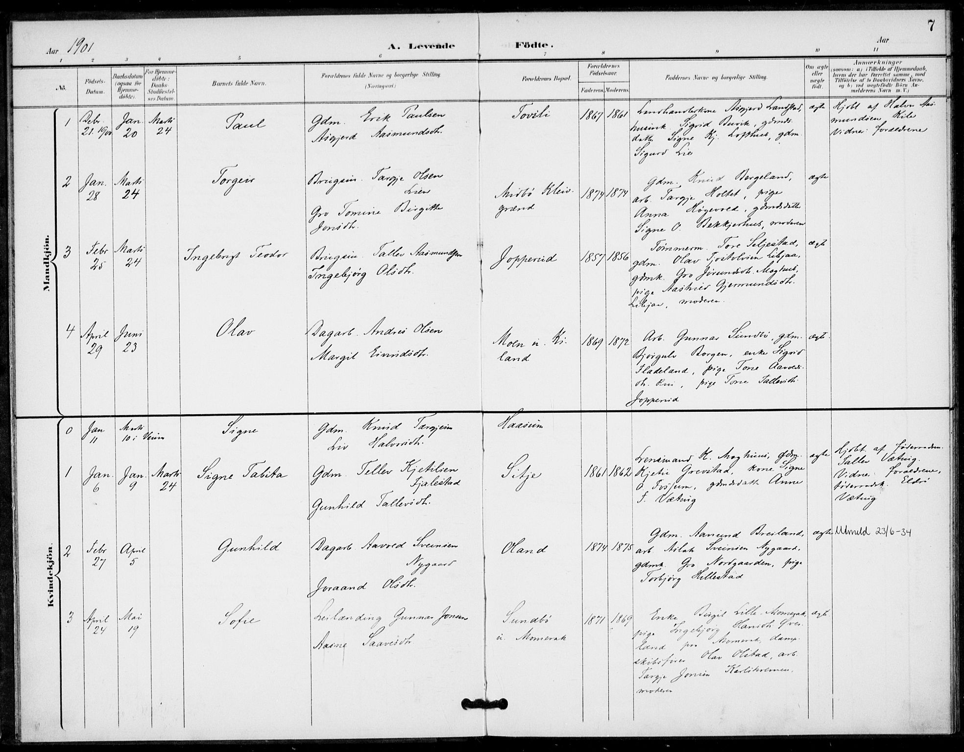 Fyresdal kirkebøker, SAKO/A-263/F/Fa/L0008: Parish register (official) no. I 8, 1899-1914, p. 7